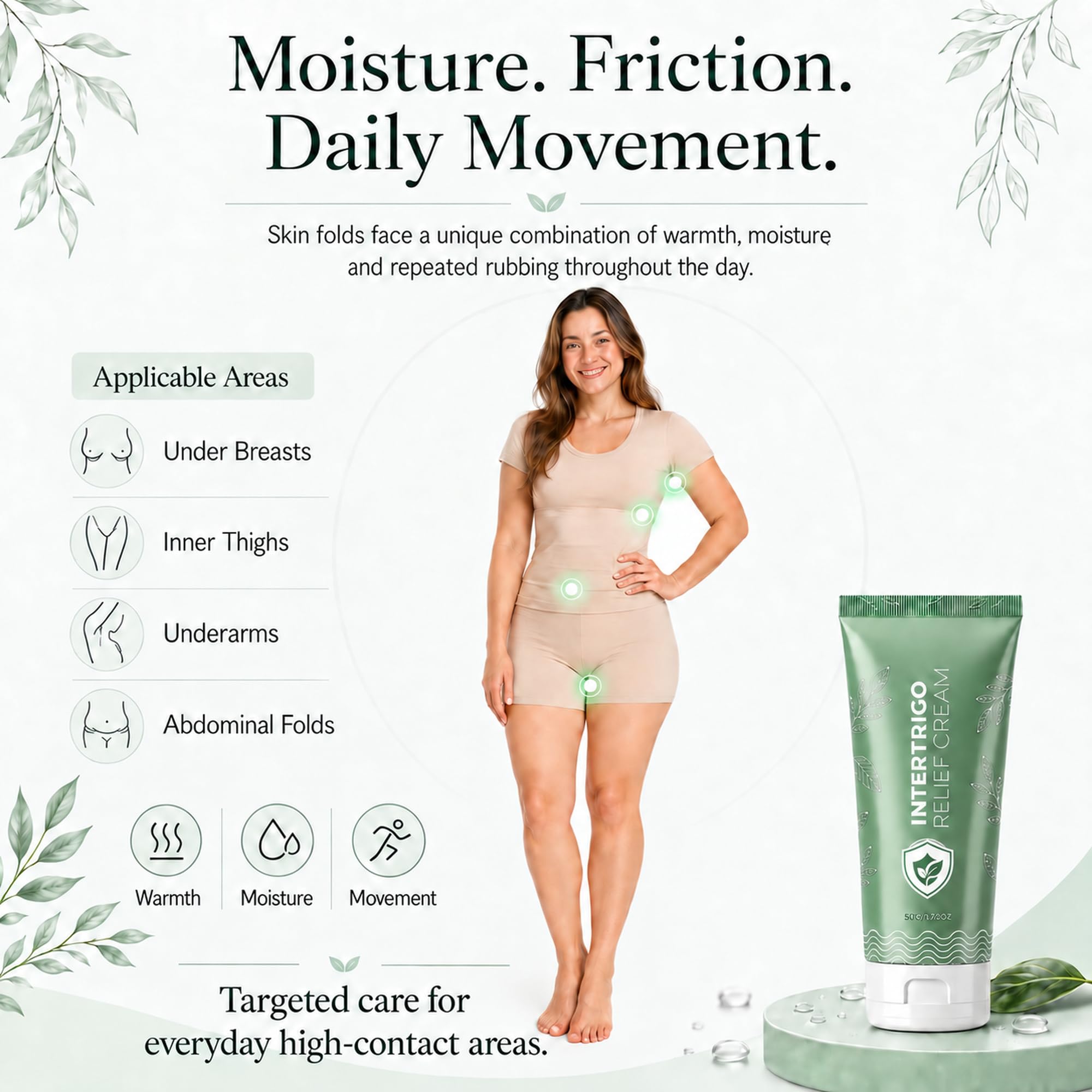 Admirada cream texture spread on skin showing fast-drying finish
