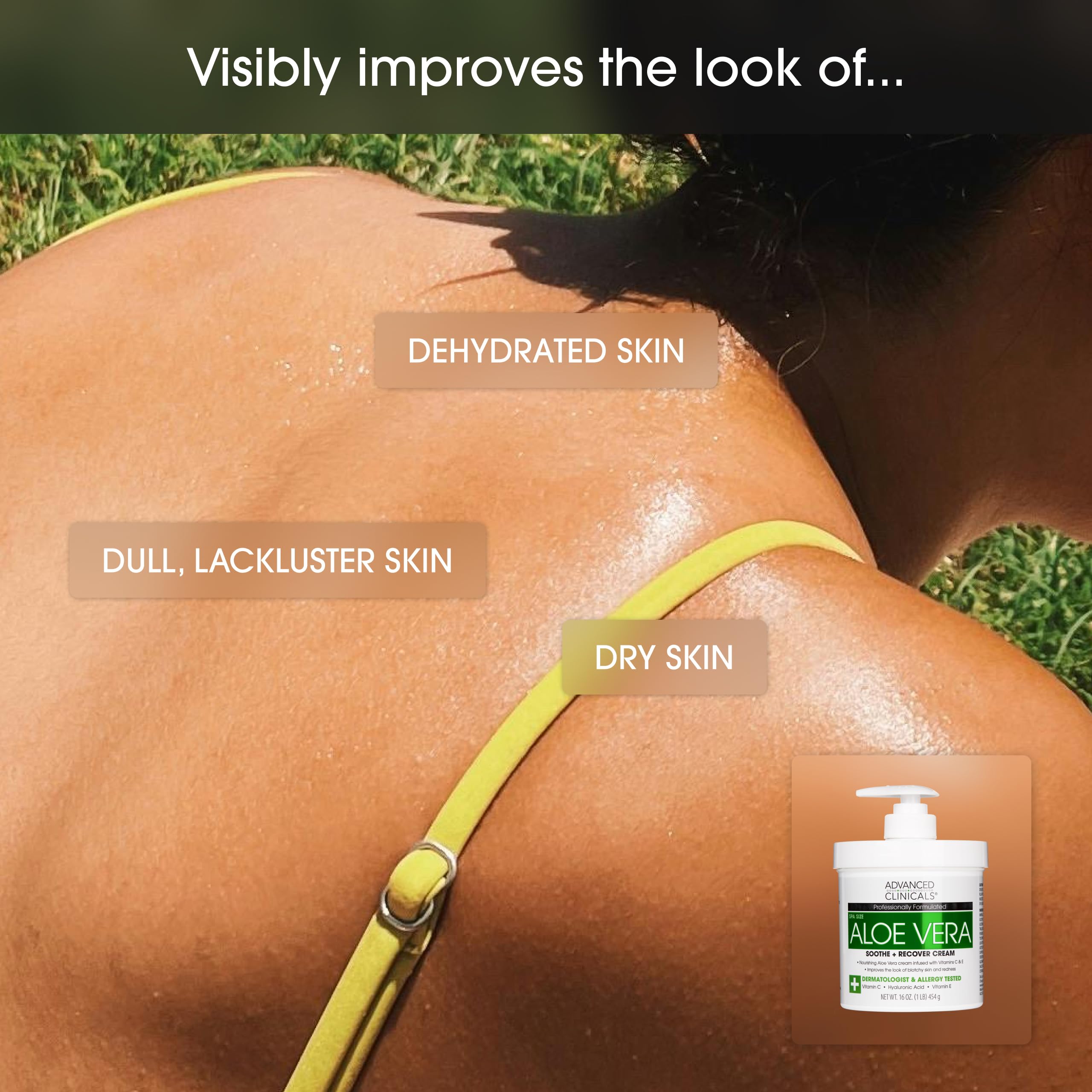 Advanced Clinicals smoothing lotion on neck and shoulders for even hydration