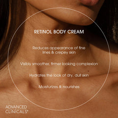 Advanced Clinicals applying lotion to arm highlighting improved skin texture and softness