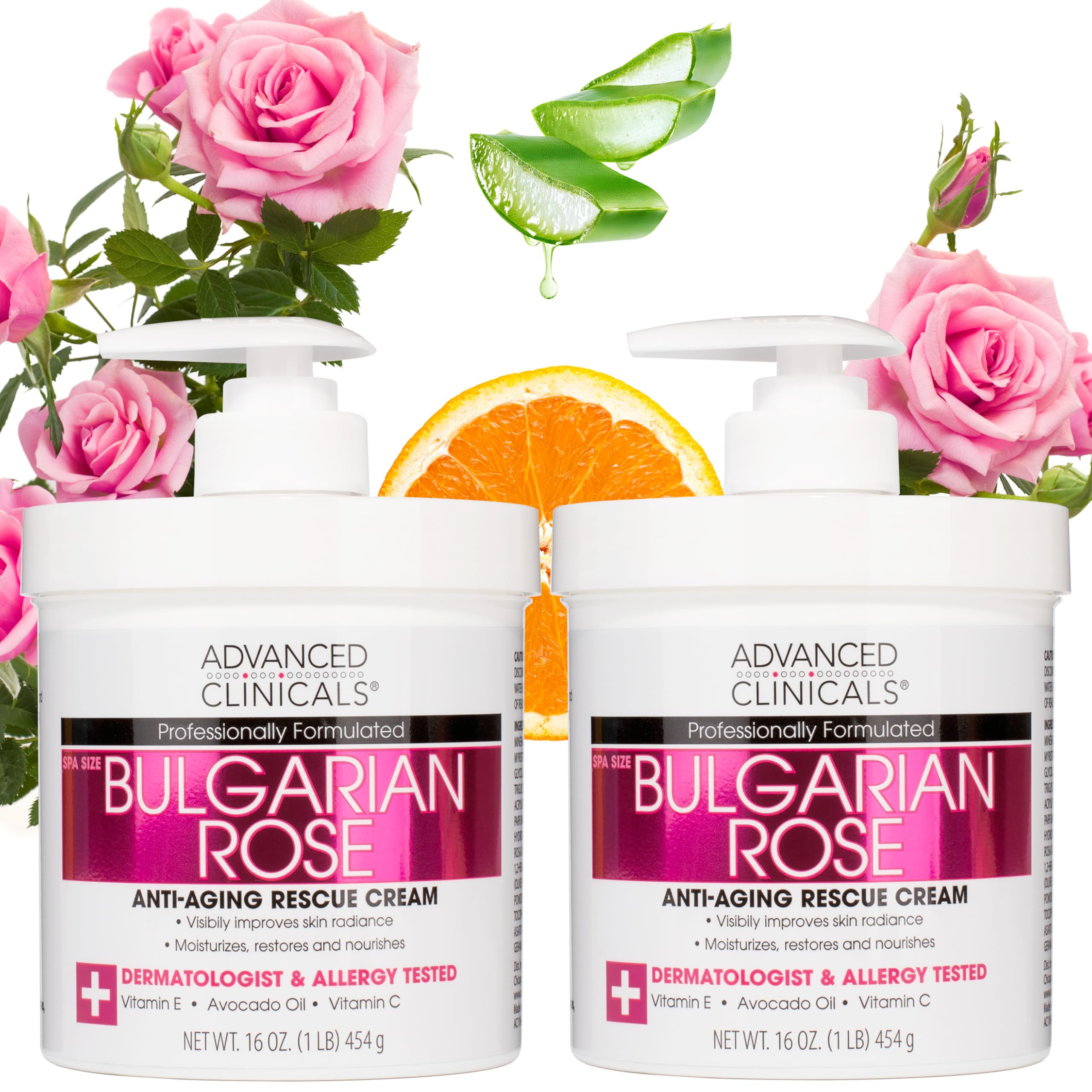 Advanced Clinicals front packaging showing 16 oz bottle and rose scent benefit