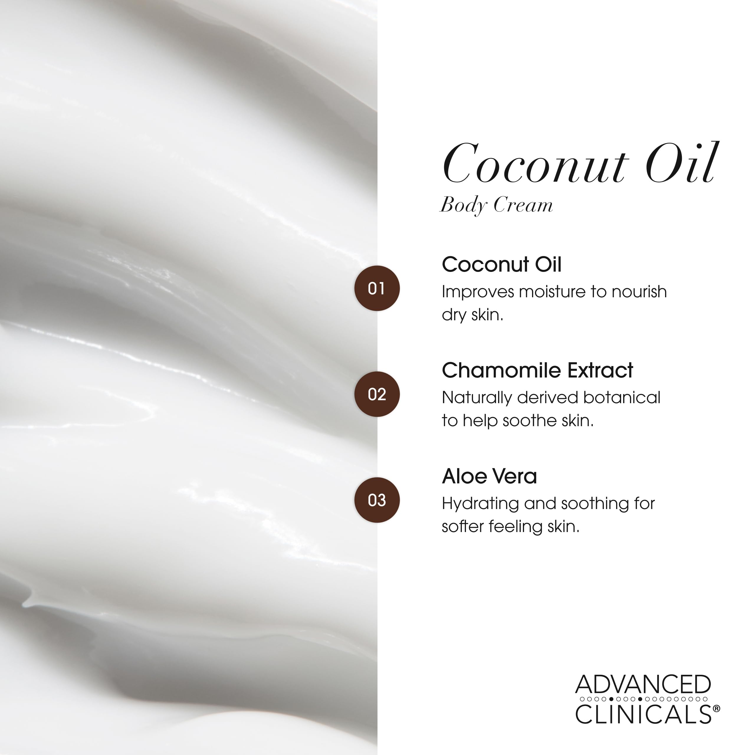 Advanced Clinicals product label close-up showing key soothing ingredients