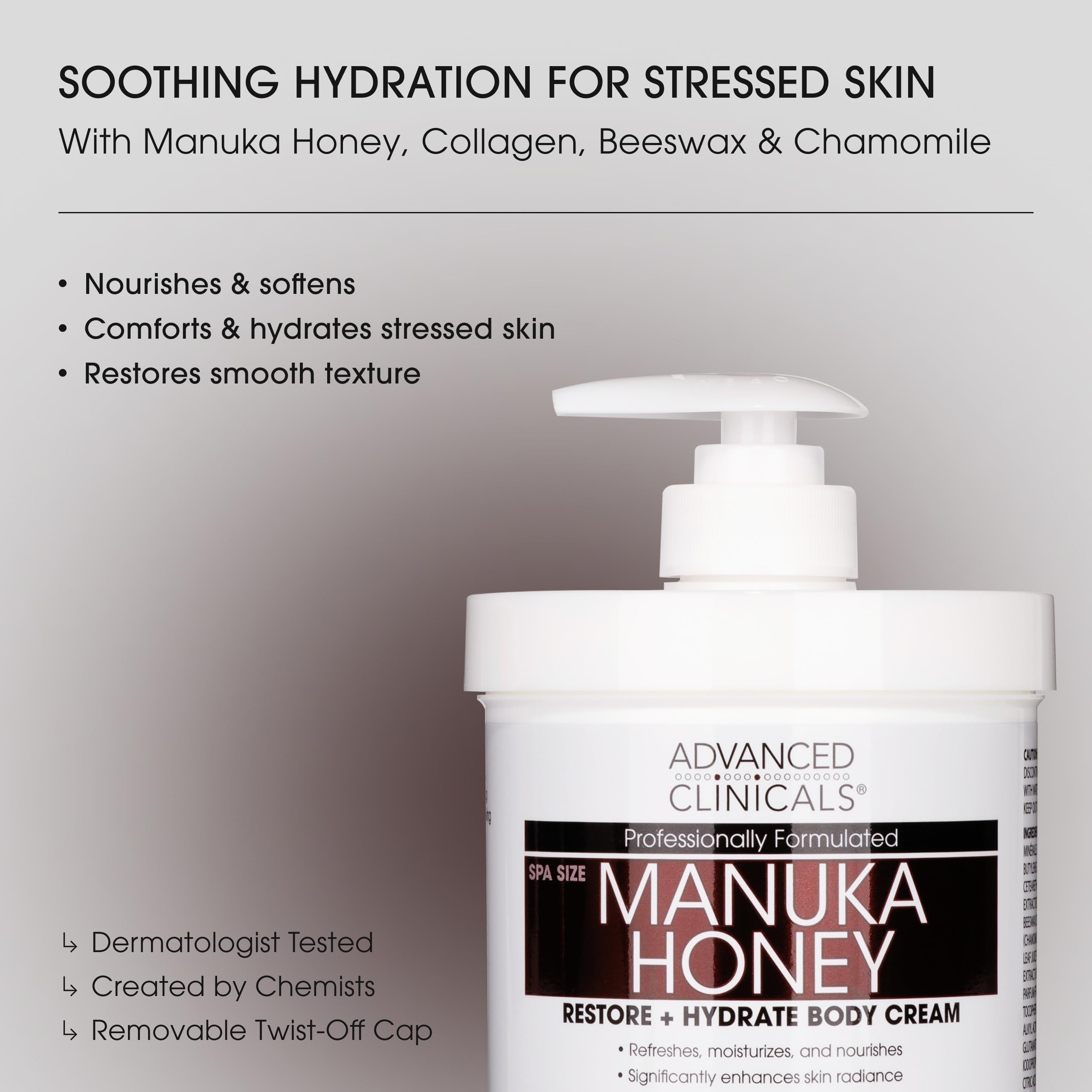 Advanced Clinicals open jar showing creamy texture for deep moisturization
