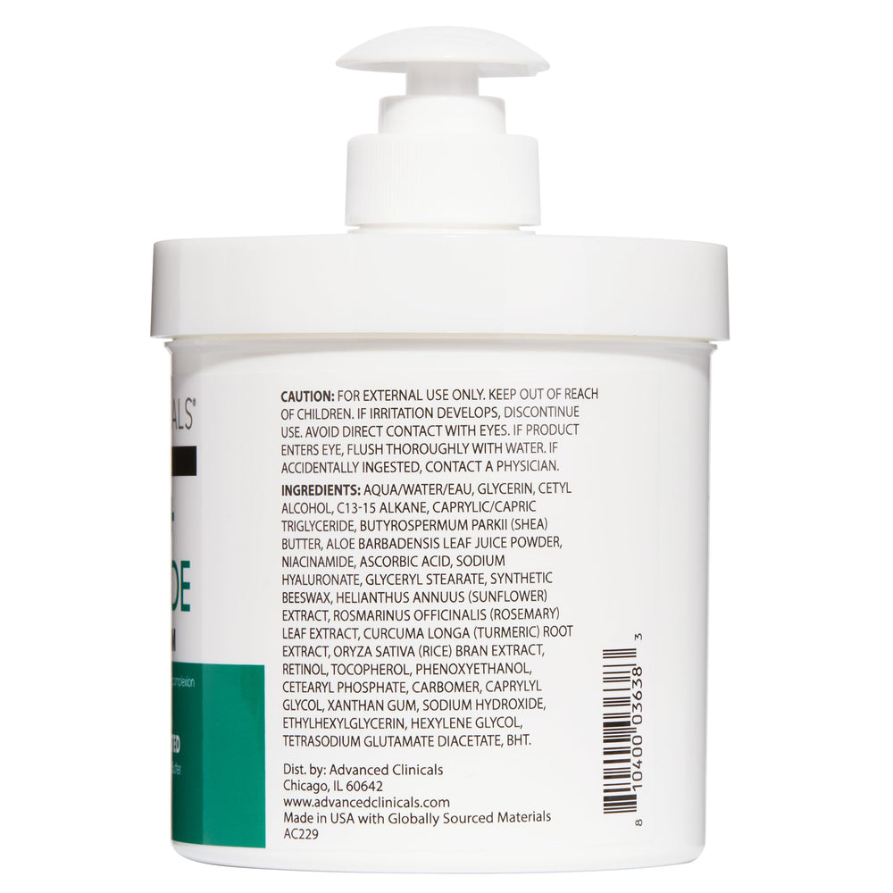 Advanced Clinicals lotion being applied to arm demonstrating firming hydration