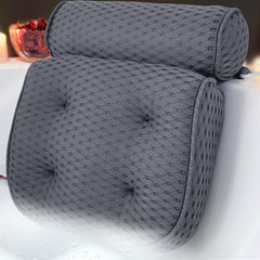 AEROiVi front view of gray bath pillow showing shape and support
