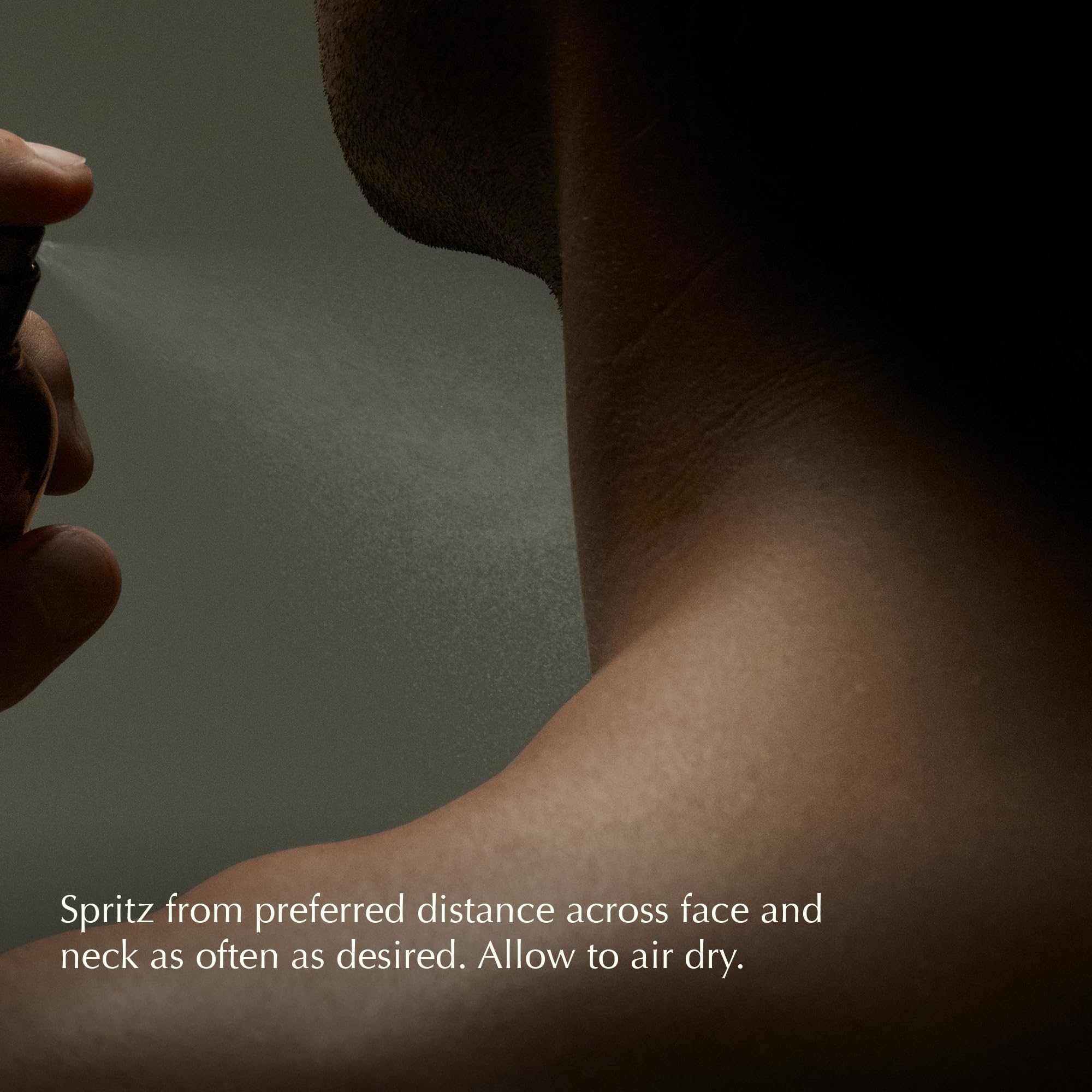 Mist application on face showing Aesop hydrosol in use for instant skin refresh