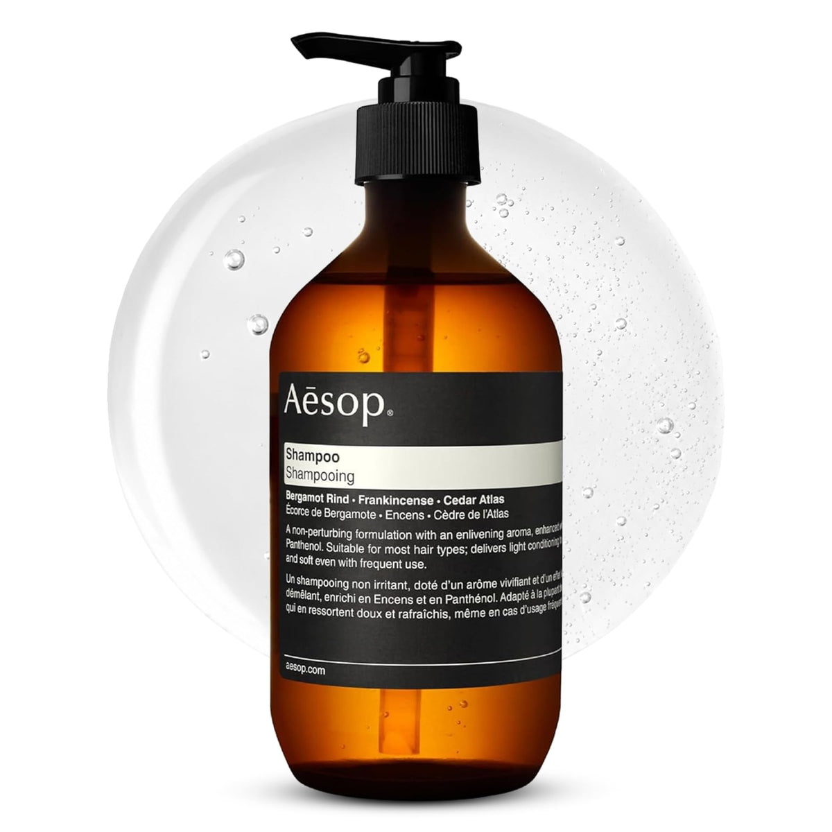 Aesop front bottle view showing clean design and daily use benefit