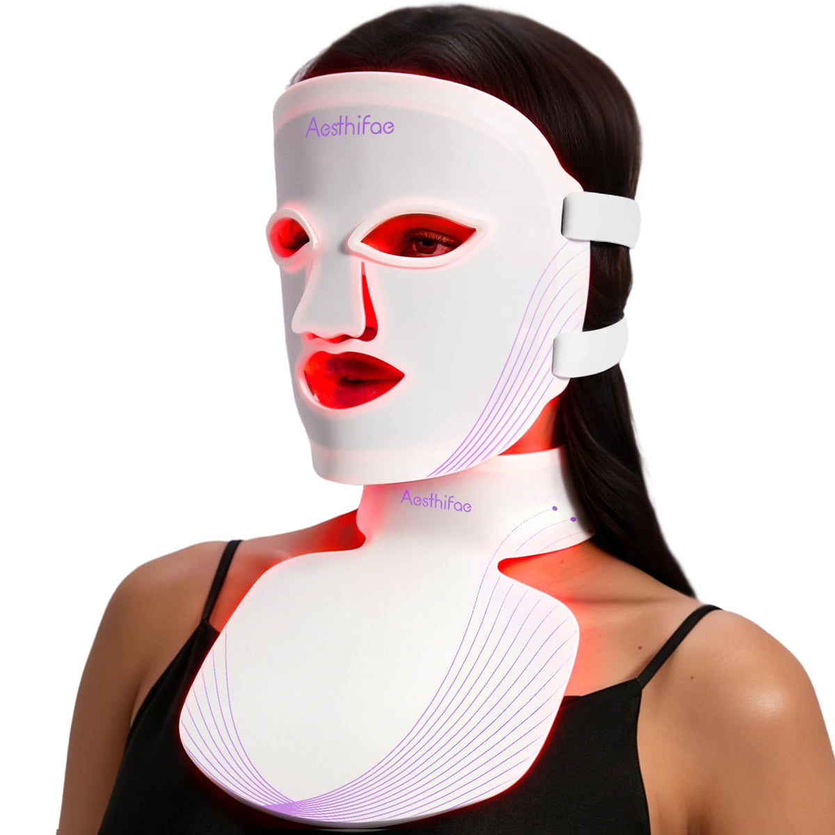 Aesthifae front view mask showing full-coverage fit and even light delivery