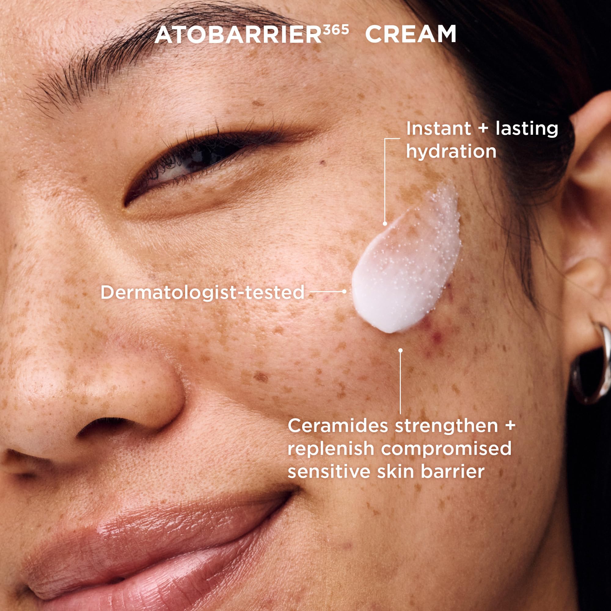 AESTURA cream detail showing visible ceramide capsules for barrier support