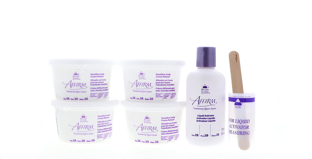 Affirm relaxer with neutralizer and conditioner showing restored moisture benefit