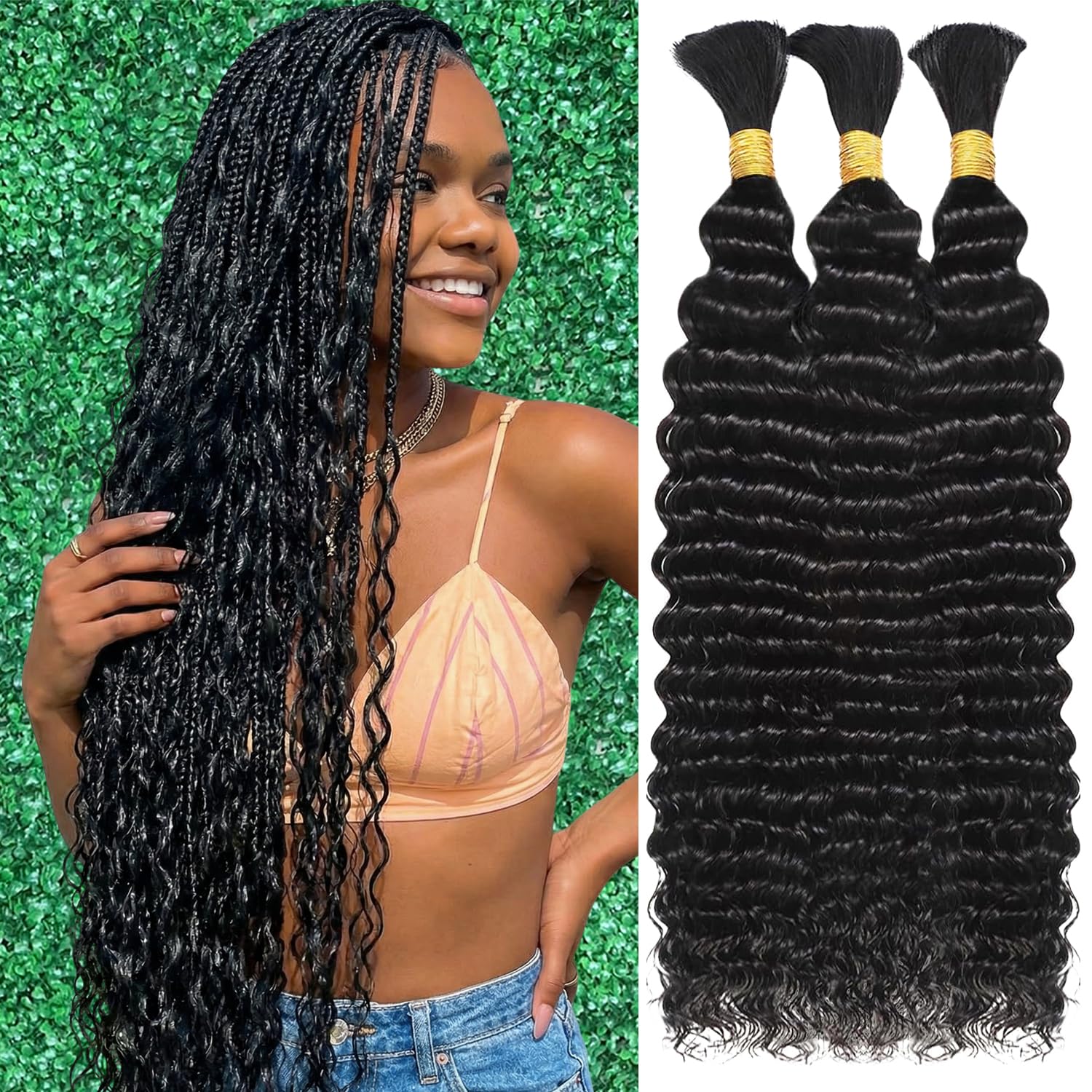 Afihond front packaging showing 18 inch deep wave bundles and natural color benefit