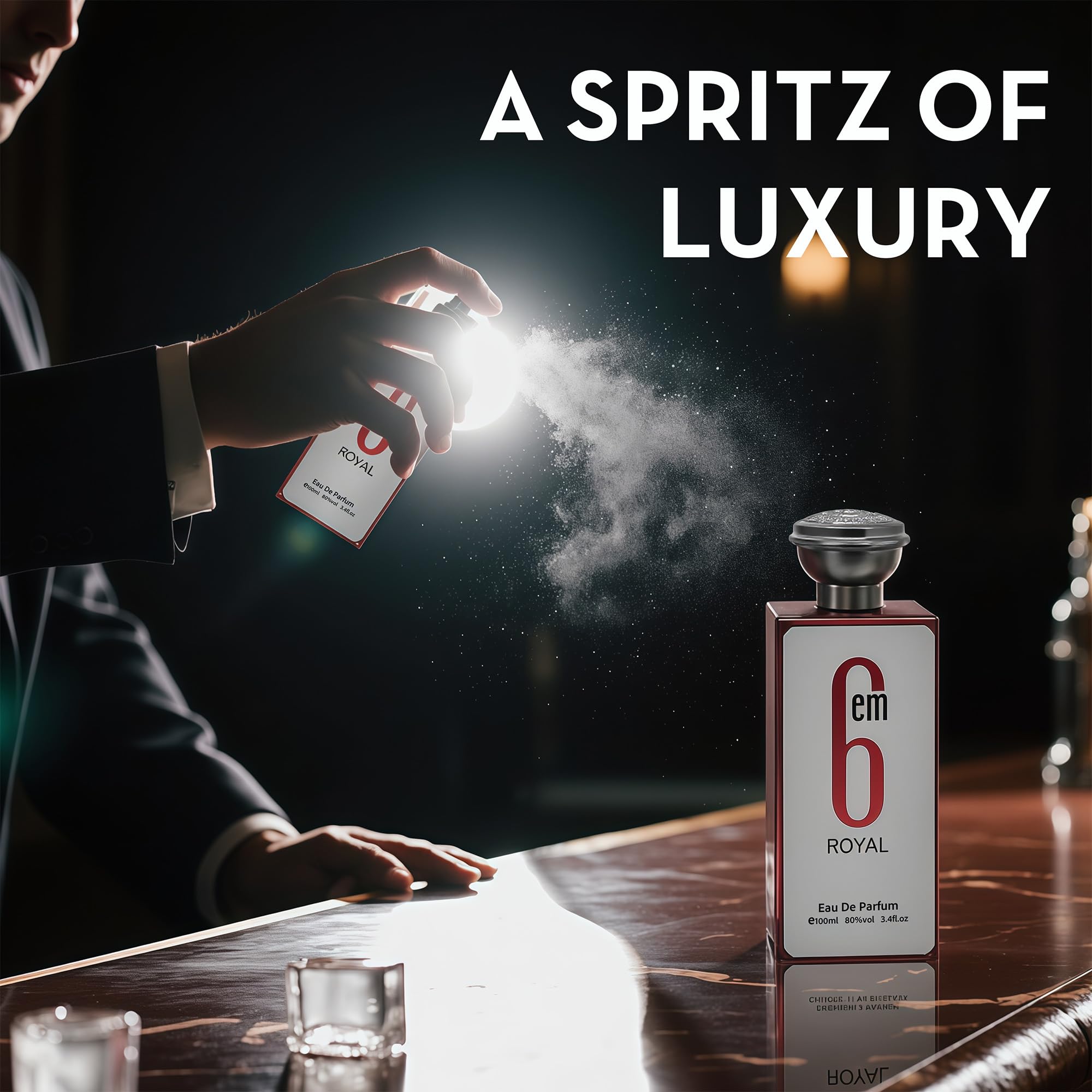 AFLUXE 6PM Royal on a dressed man at evening event conveying confident allure