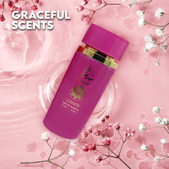 AFLUXE Sarah Candy pear lavender coconut flatlay illustrating fragrance notes