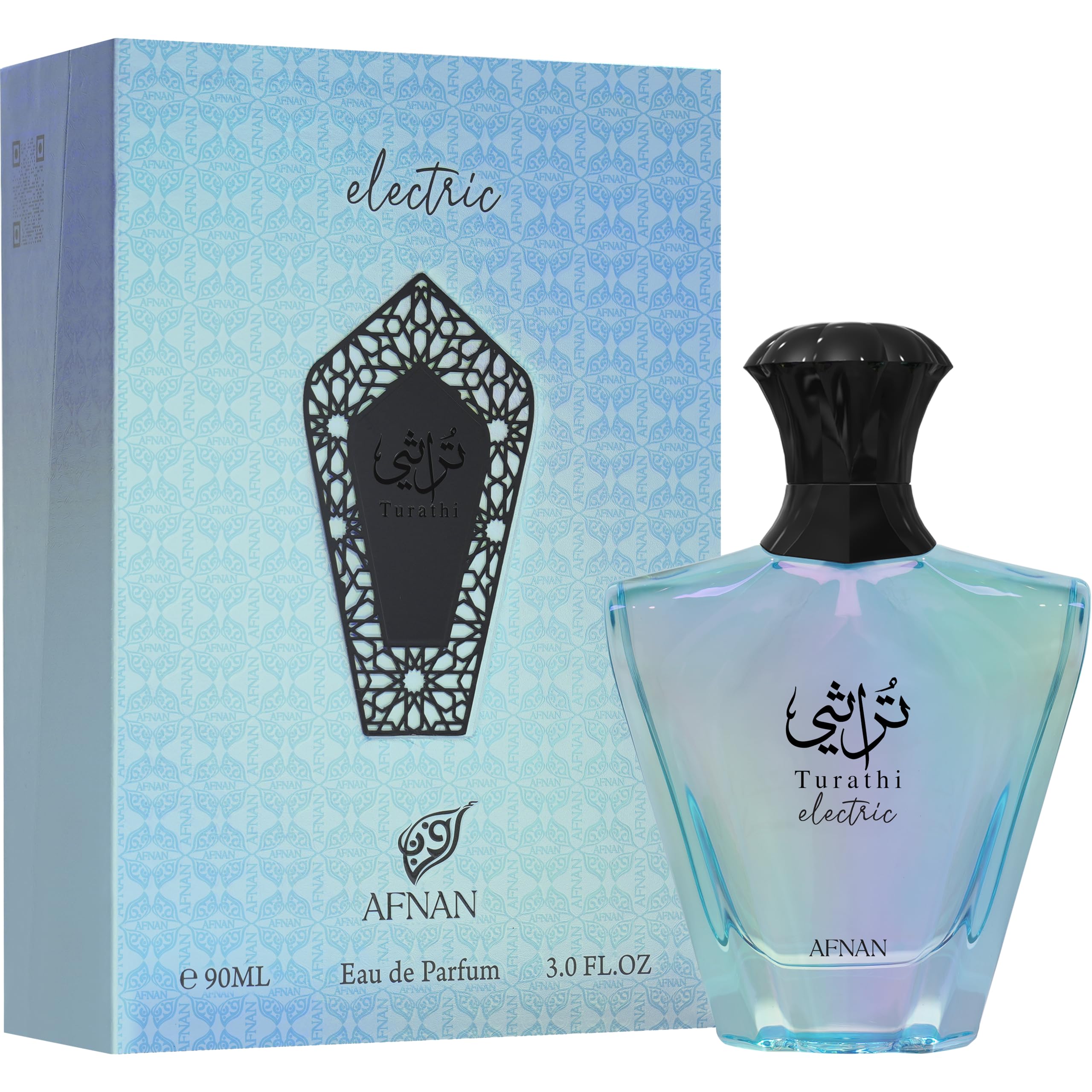 Afnan Turathi Electric boxed packaging highlighting brand and travel-ready size