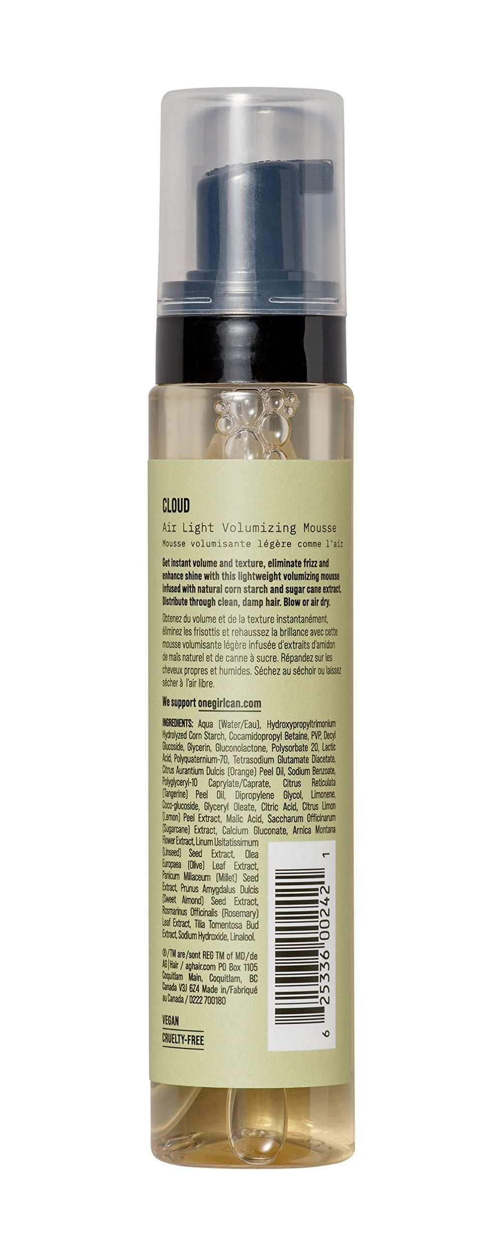 AG Care mousse texture dispensed showing light airy foam and hold