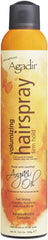 Agadir front view of volumizing firm hold spray showing label and nozzle benefit hold