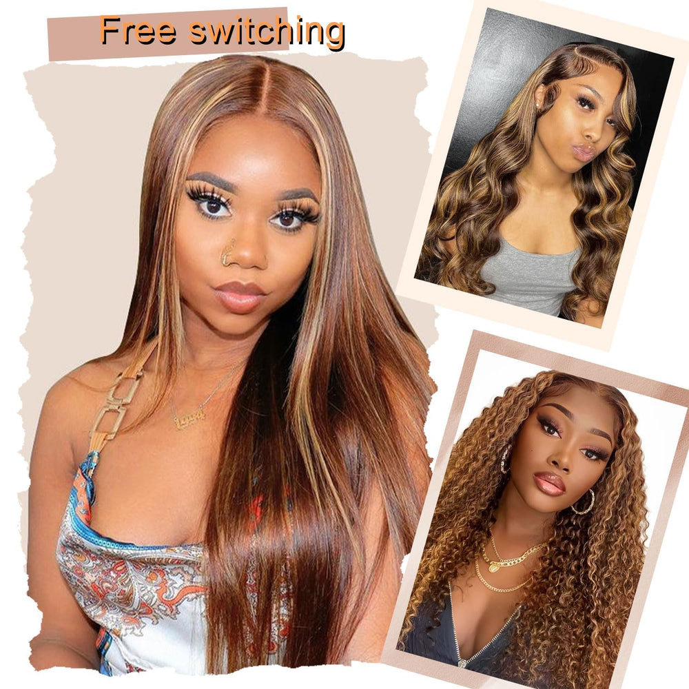 Agairl lifestyle shot of model wearing wig showing instant polished look