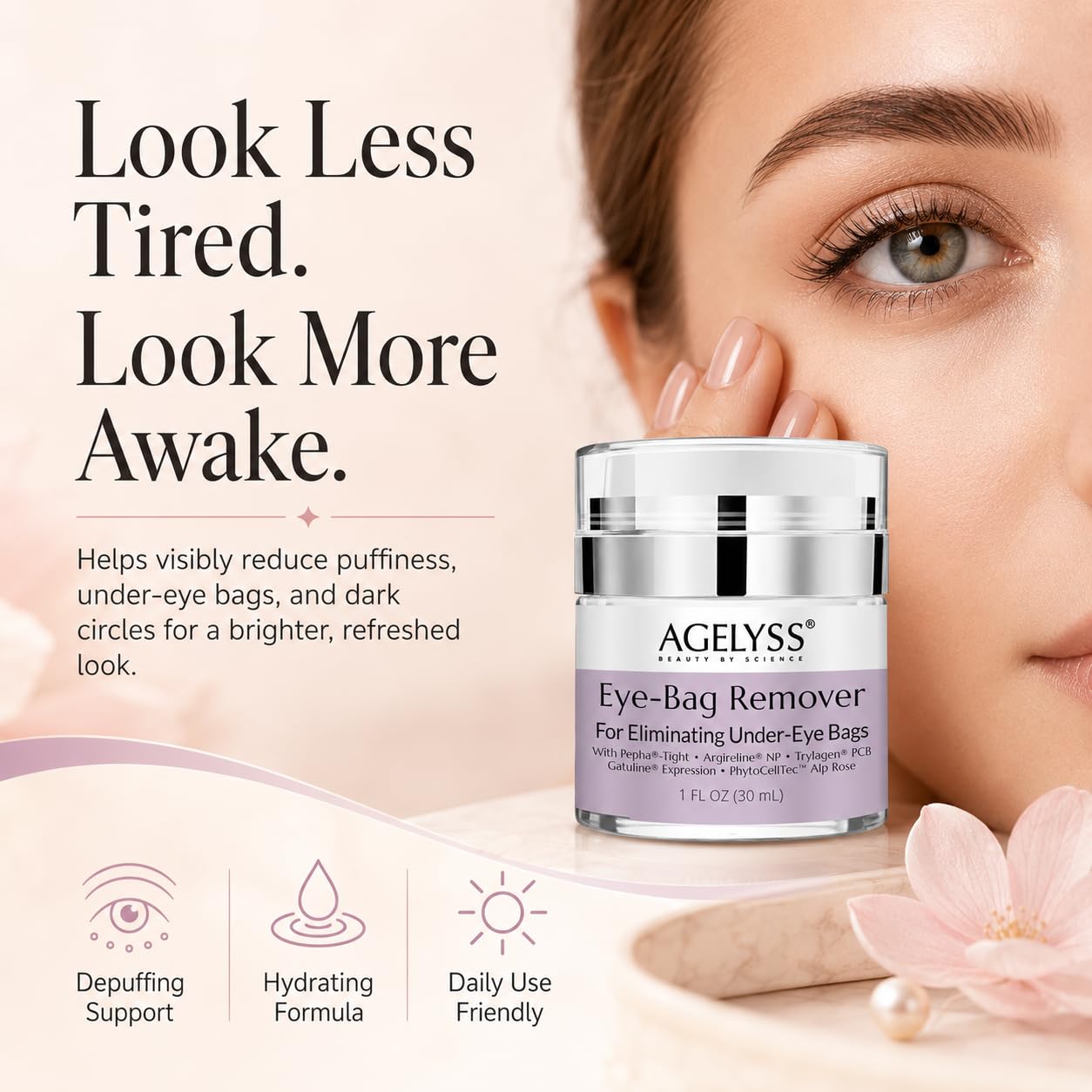 Agelyss cream texture closeup demonstrating smooth absorption