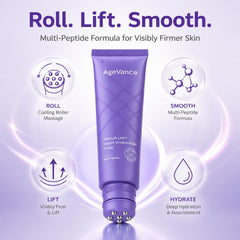 AgeVance PeptiLift being rolled along the neck for smoother appearance