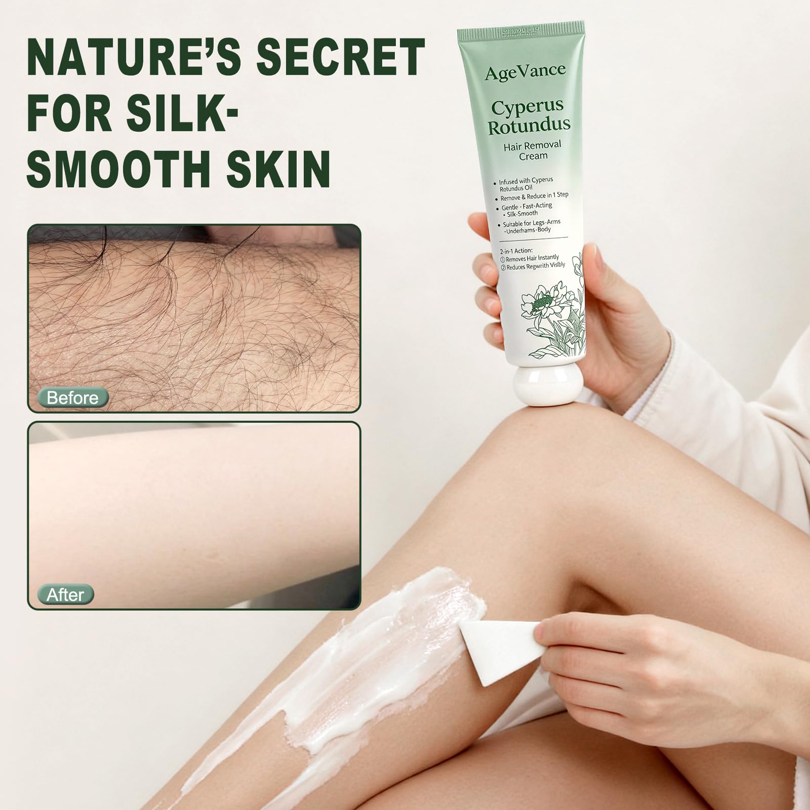 AgeVance cream texture close-up demonstrating smooth moisturizing feel