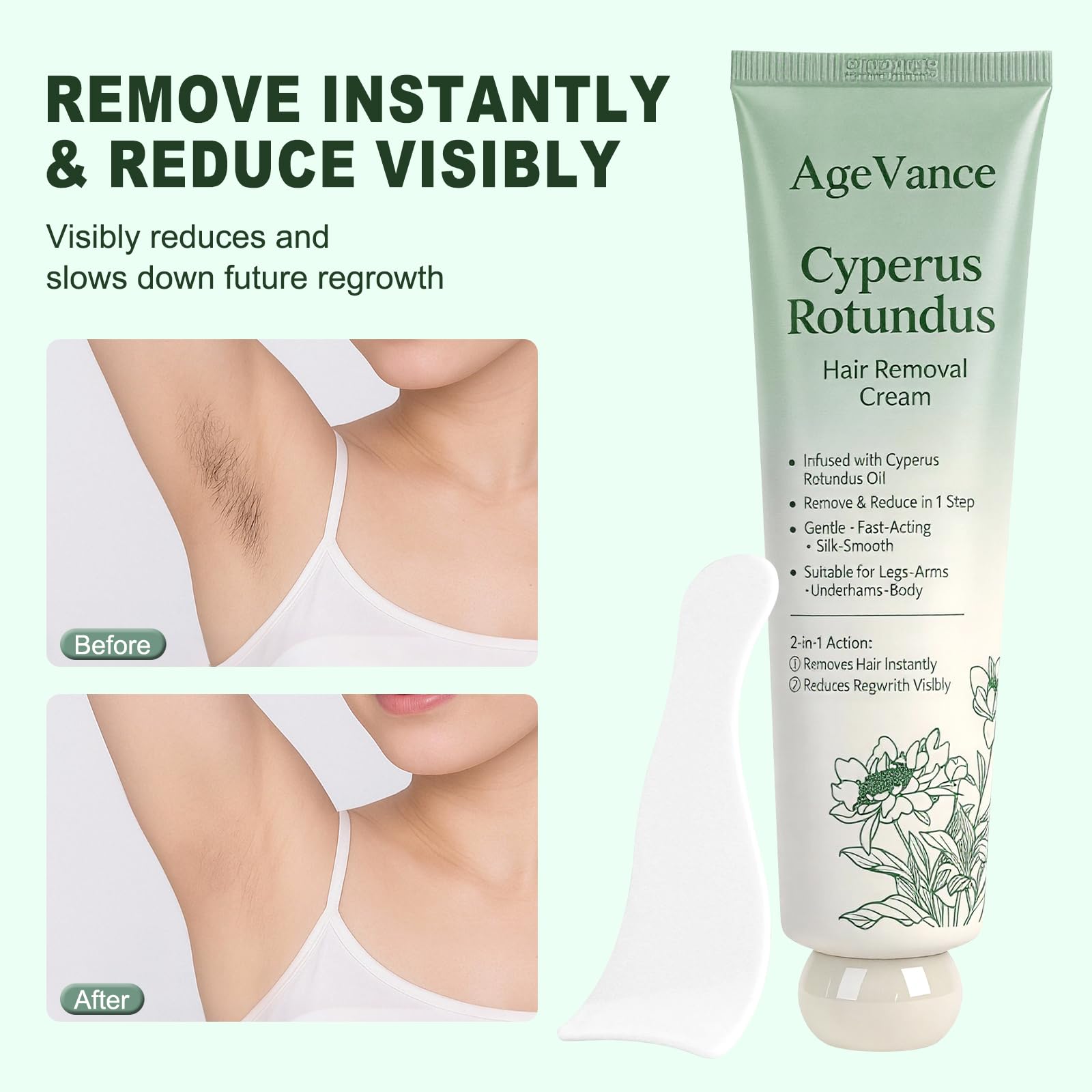 AgeVance used underarm showing gentle removal and softer skin