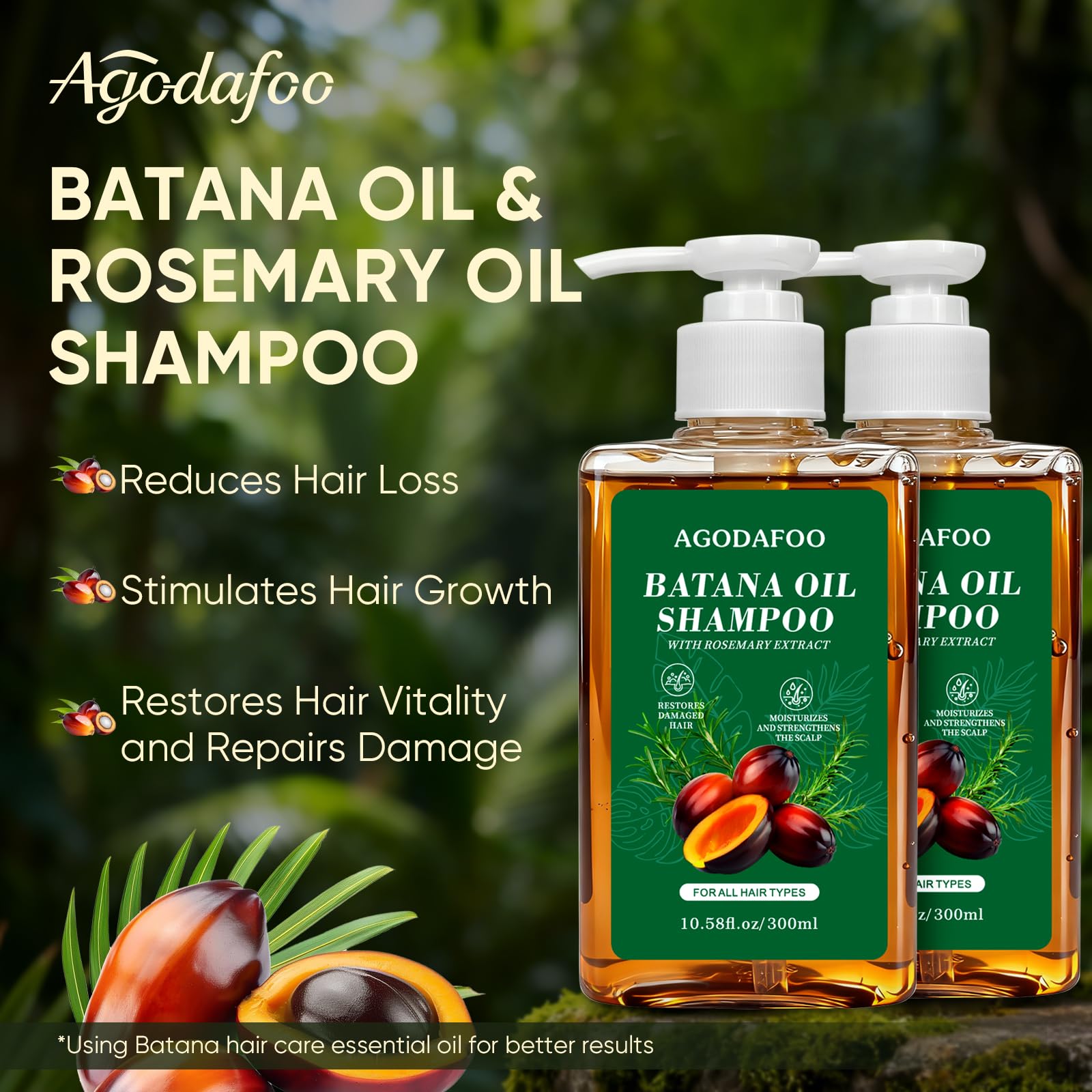 Agodafoo batana shampoo label close-up highlighting key ingredients