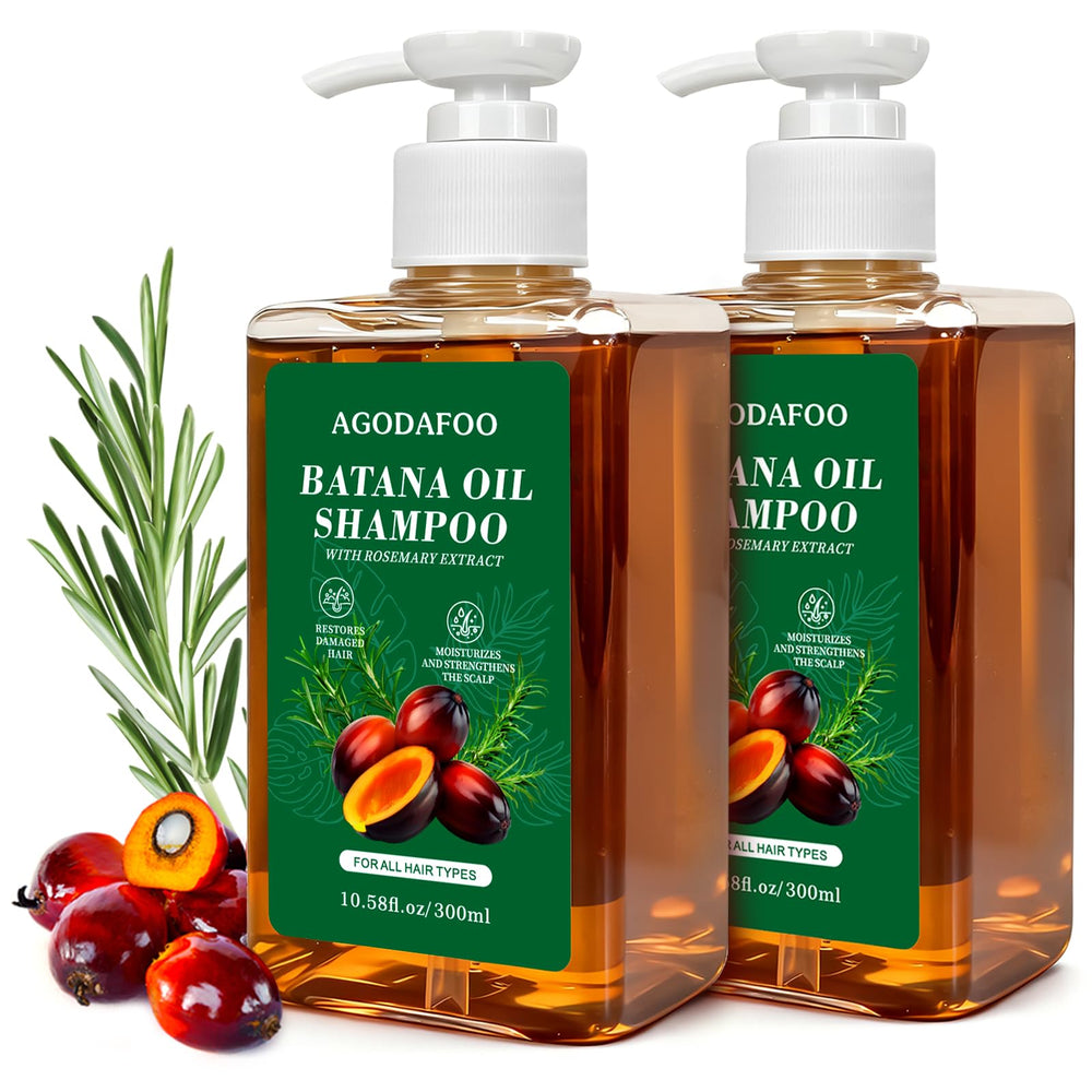Agodafoo batana oil shampoo front packaging showing product benefits