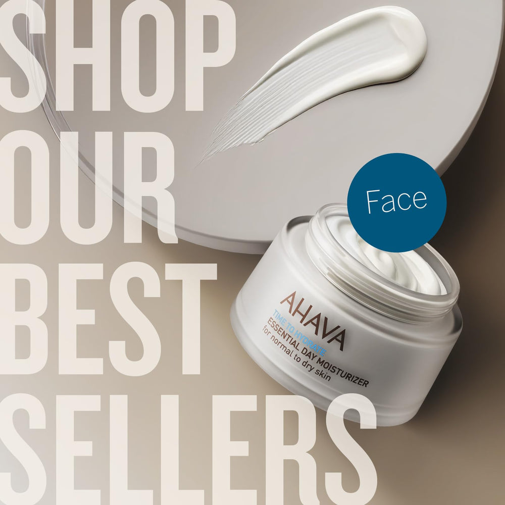 AHAVA shower gel on bathroom vanity evoking spa-like skin comfort