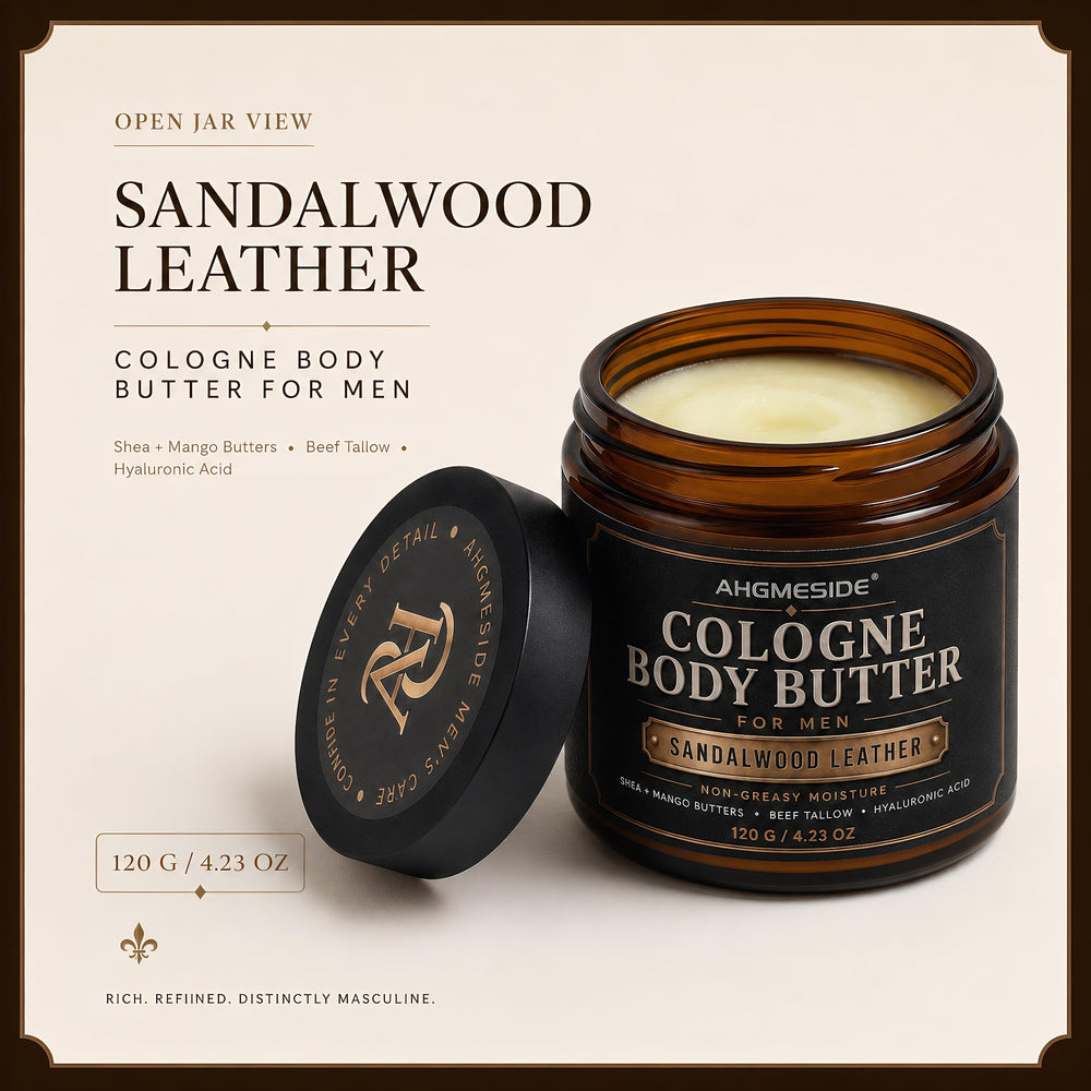 ahgmeside close-up of creamy body butter texture for fast absorption