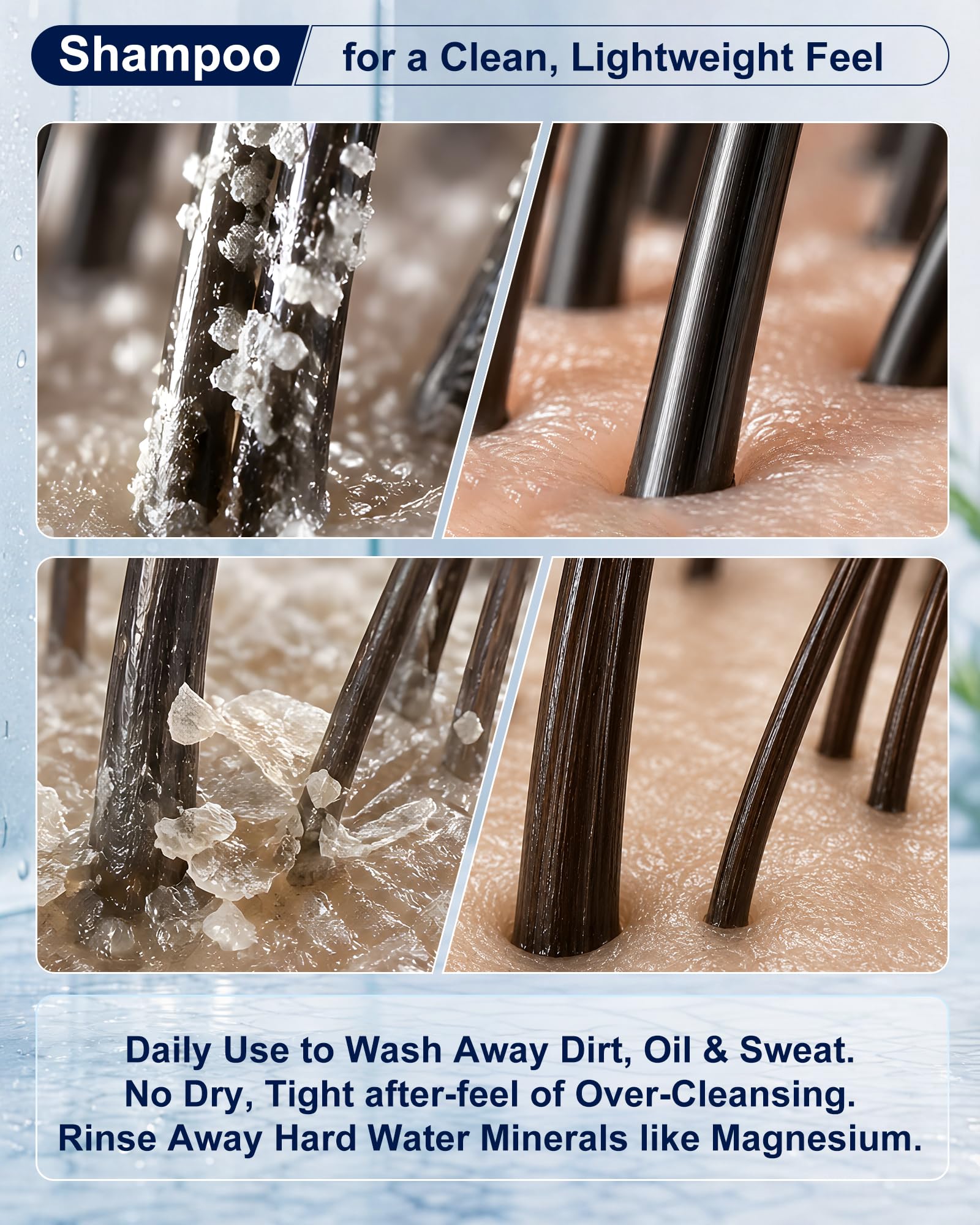 AHSUO shampoo pump close-up highlighting easy dispensing and control