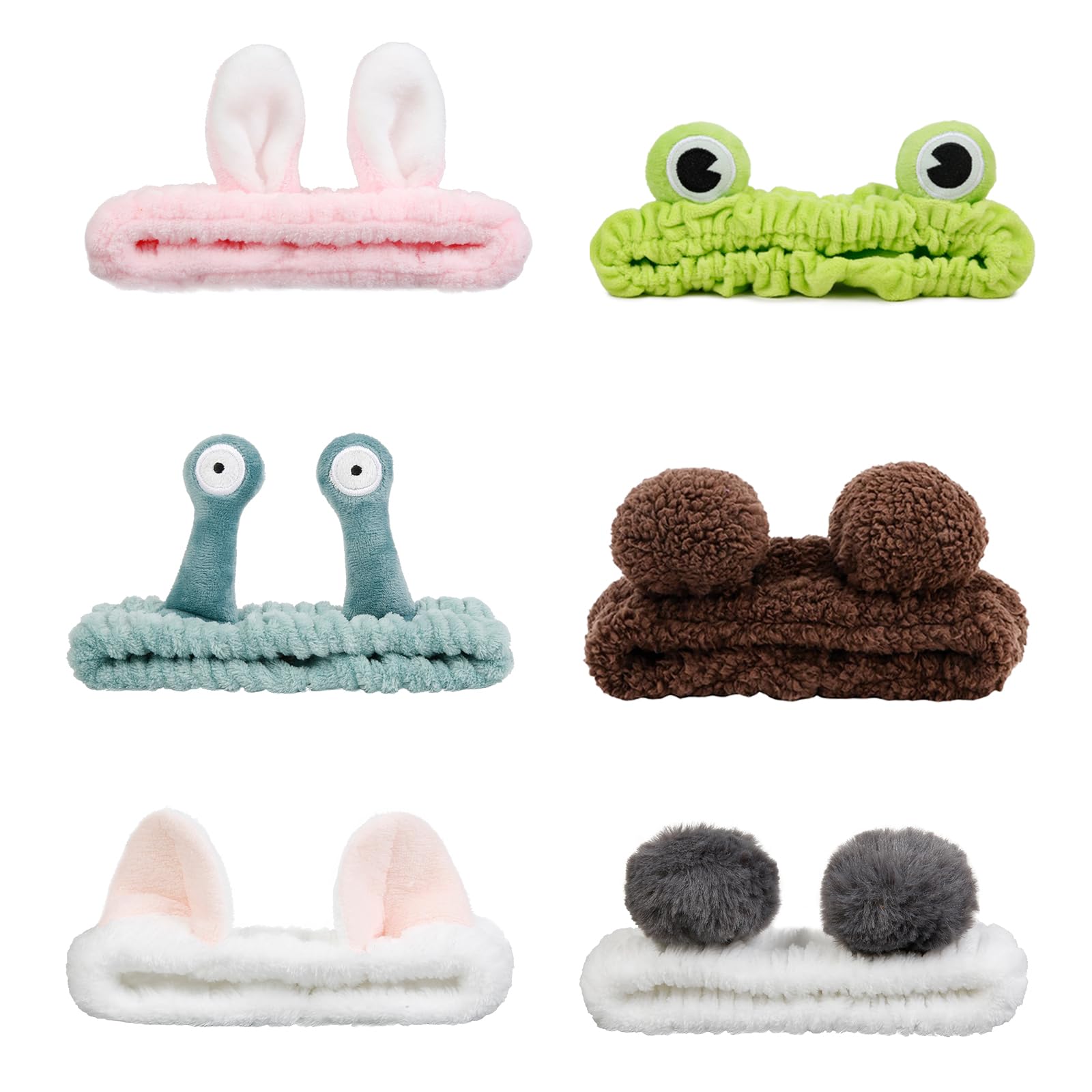 AIBFRID front view of all six animal ear headbands showing variety and convenience