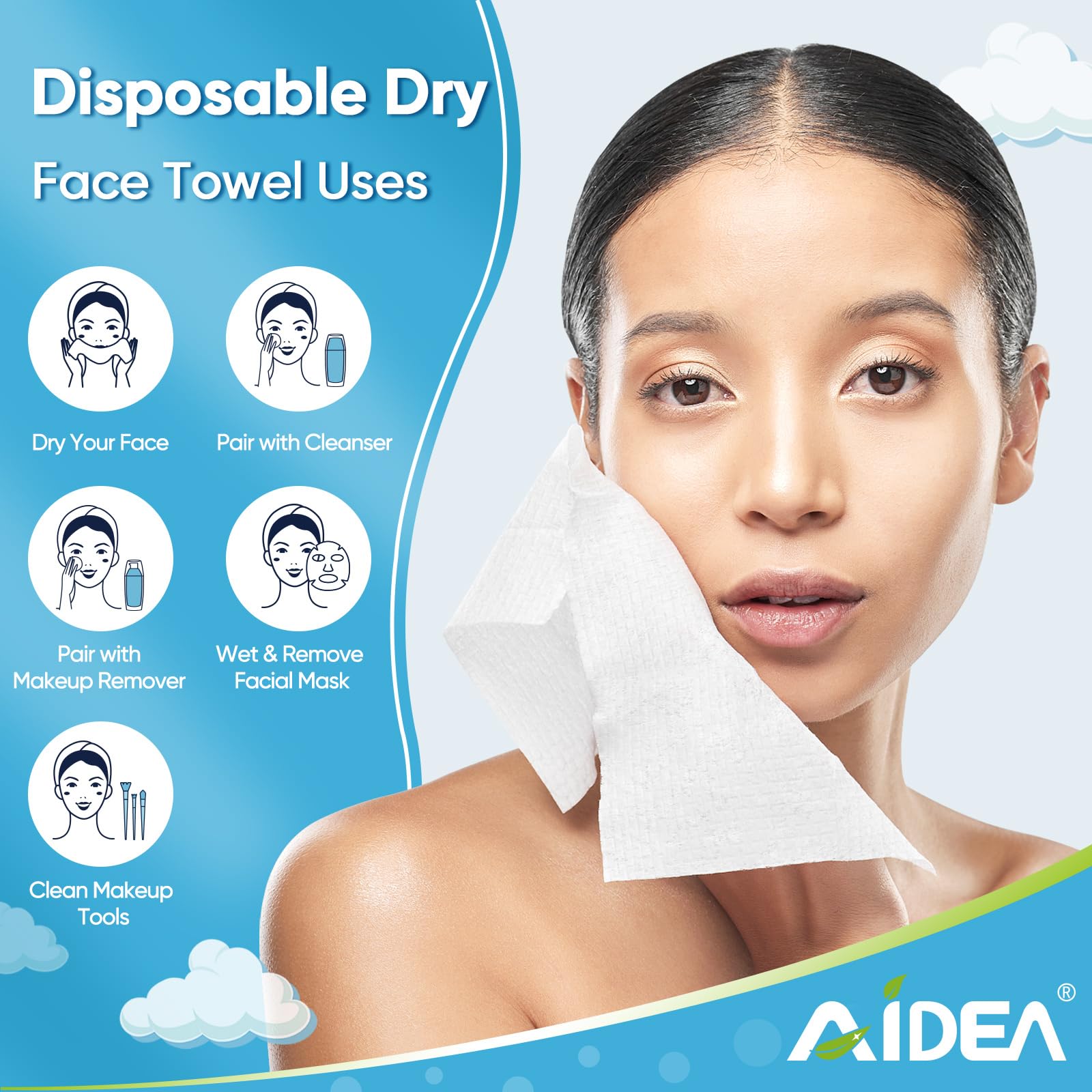 AIDEA towel beside ruler showing 7.8 by 7.8 inch scale for sizing benefit
