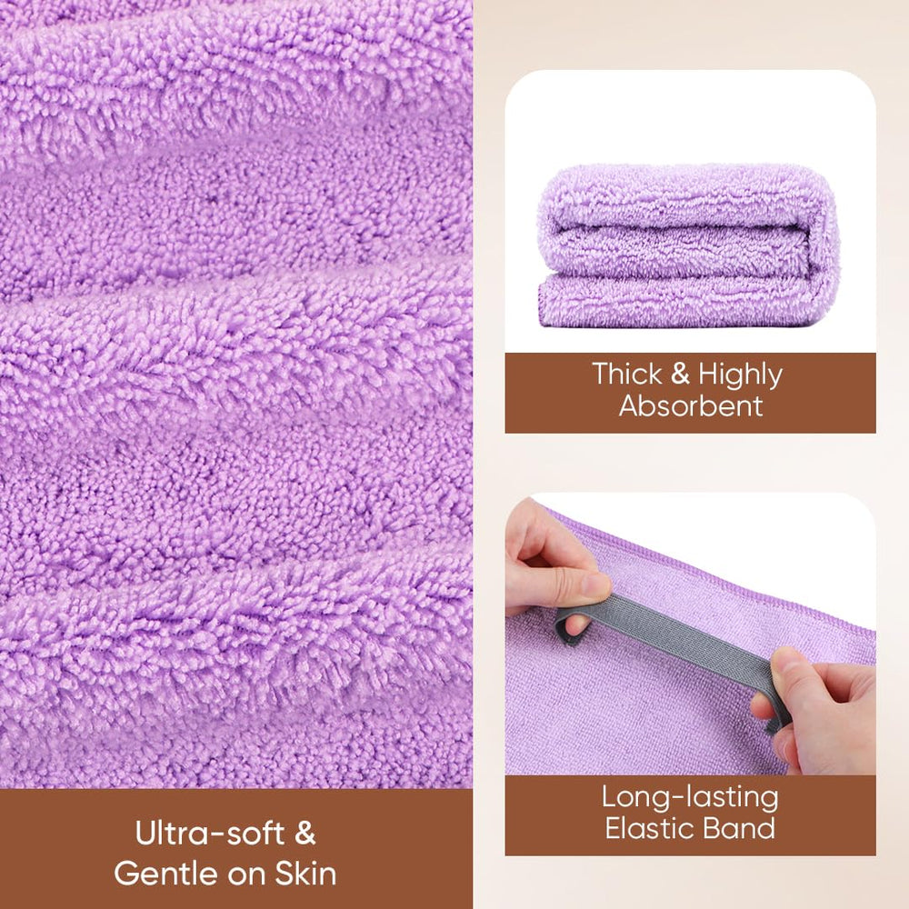AIDEA towel wrapped on head demonstrating secure anti-frizz hold