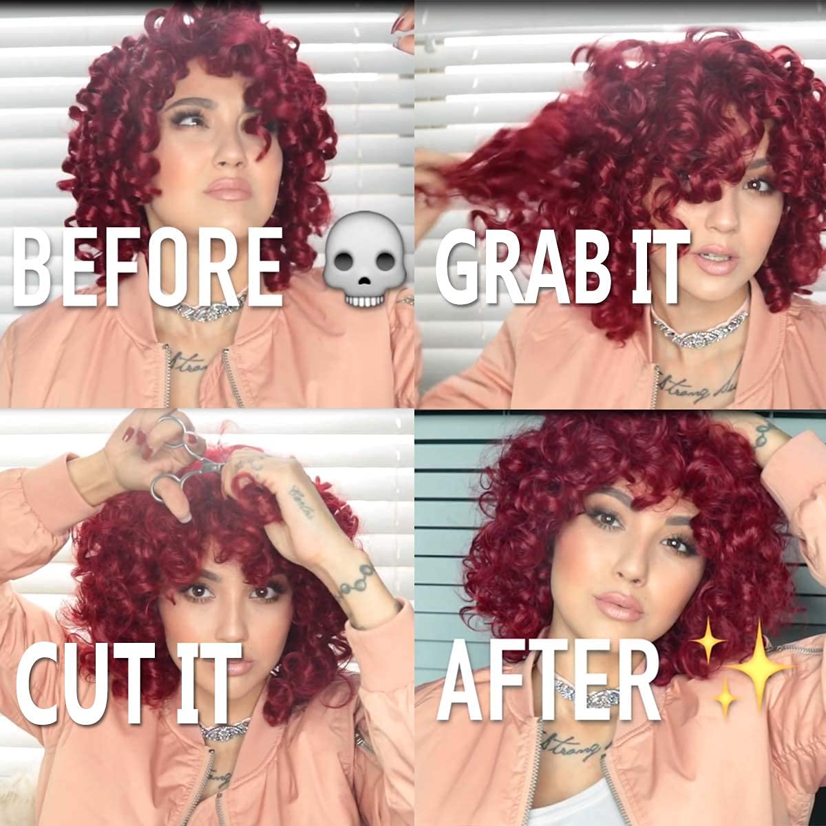 AIDUSA side profile styling of wig showing silhouette and curl movement