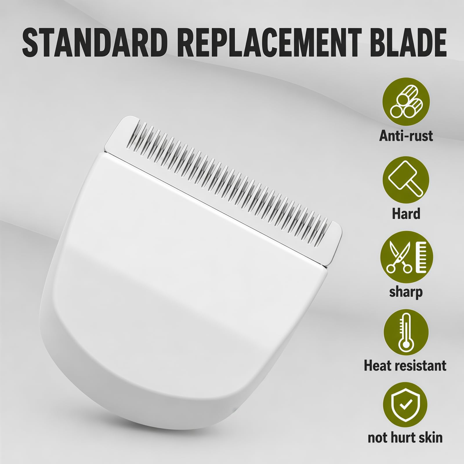 AIJALY blades next to ruler and packaging showing correct size and included two-blade pack