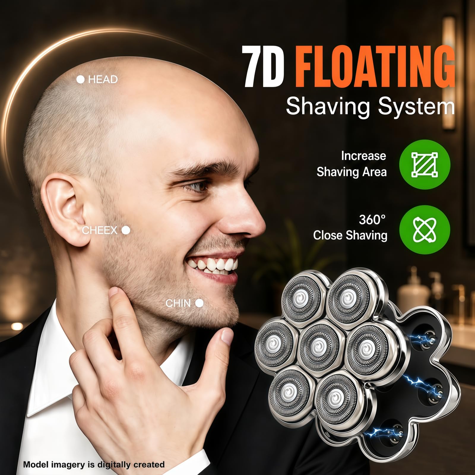 AIJALY replacement head next to coin demonstrating compact size and portability