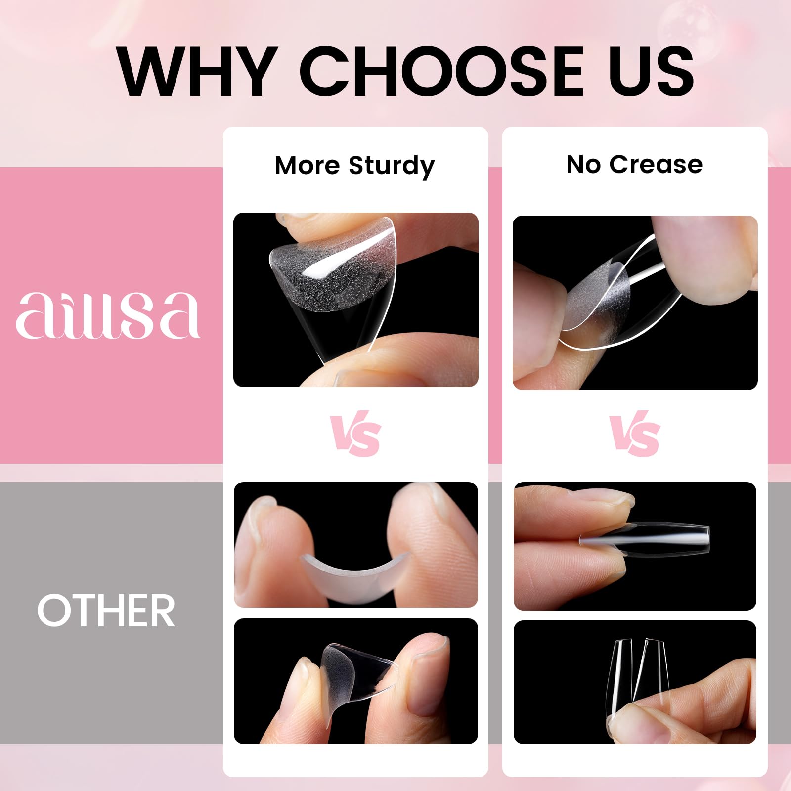 AILLSA finished short almond manicure showcasing salon-quality glossy results