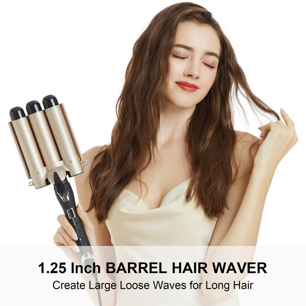 AIMERVO close-up of tourmaline ceramic barrels highlighting smooth frizz-reducing surface