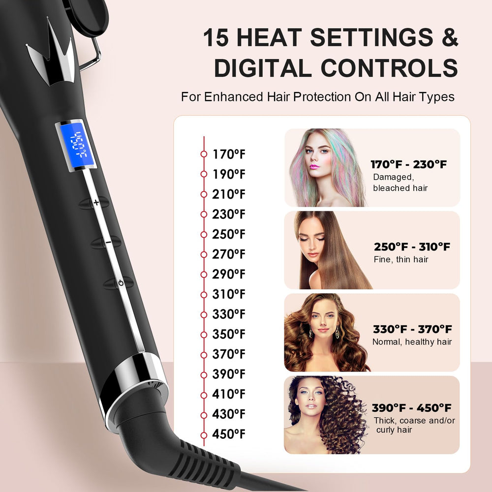 AIMERVO styling action with hand clamping hair demonstrating quick clamp-and-release benefits