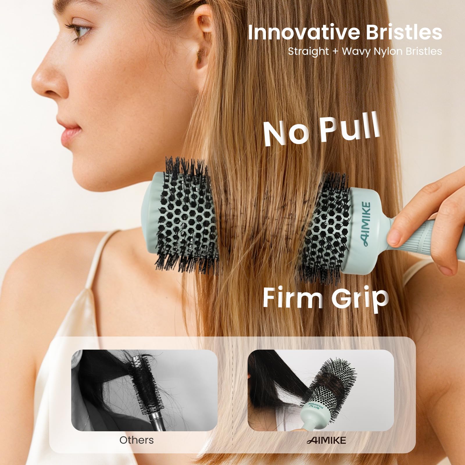 AIMIKE brush staged on bathroom counter for everyday styling
