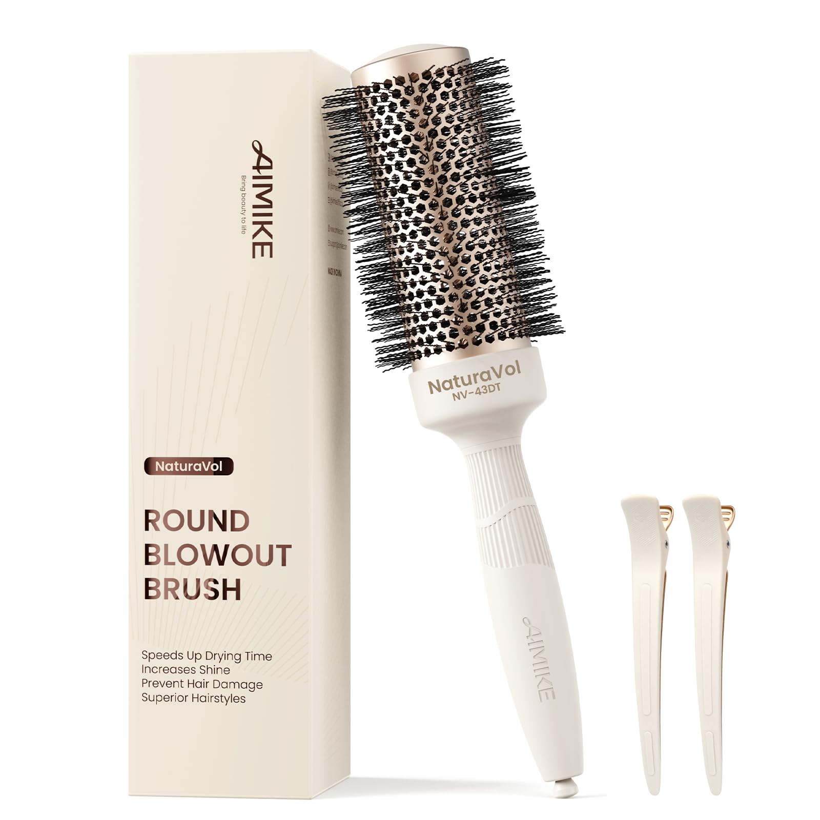 AIMIKE NaturaVol front view showing brush and packaging for quick identification and confidence