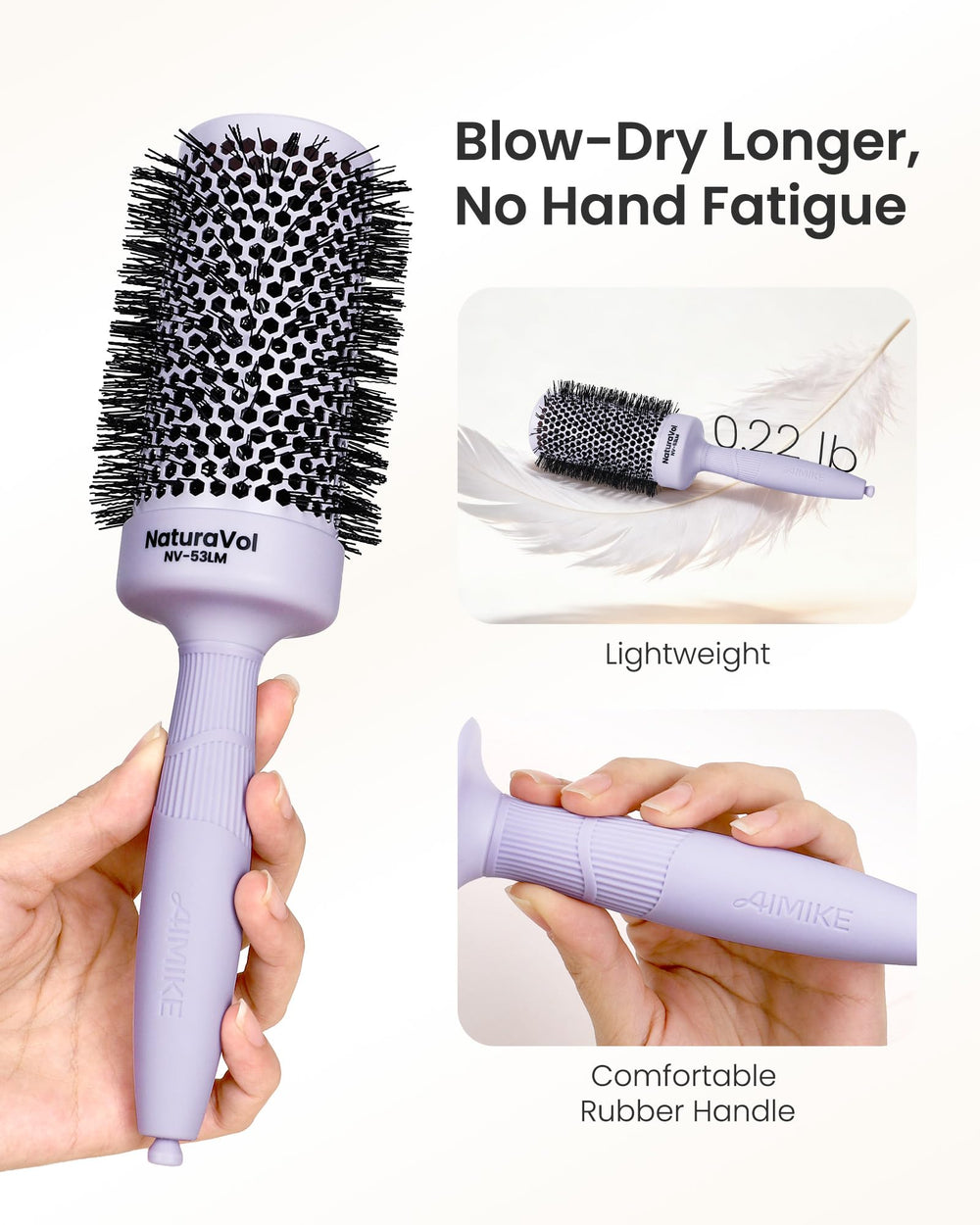 AIMIKE brush in use during blowdry delivering smoother finishes