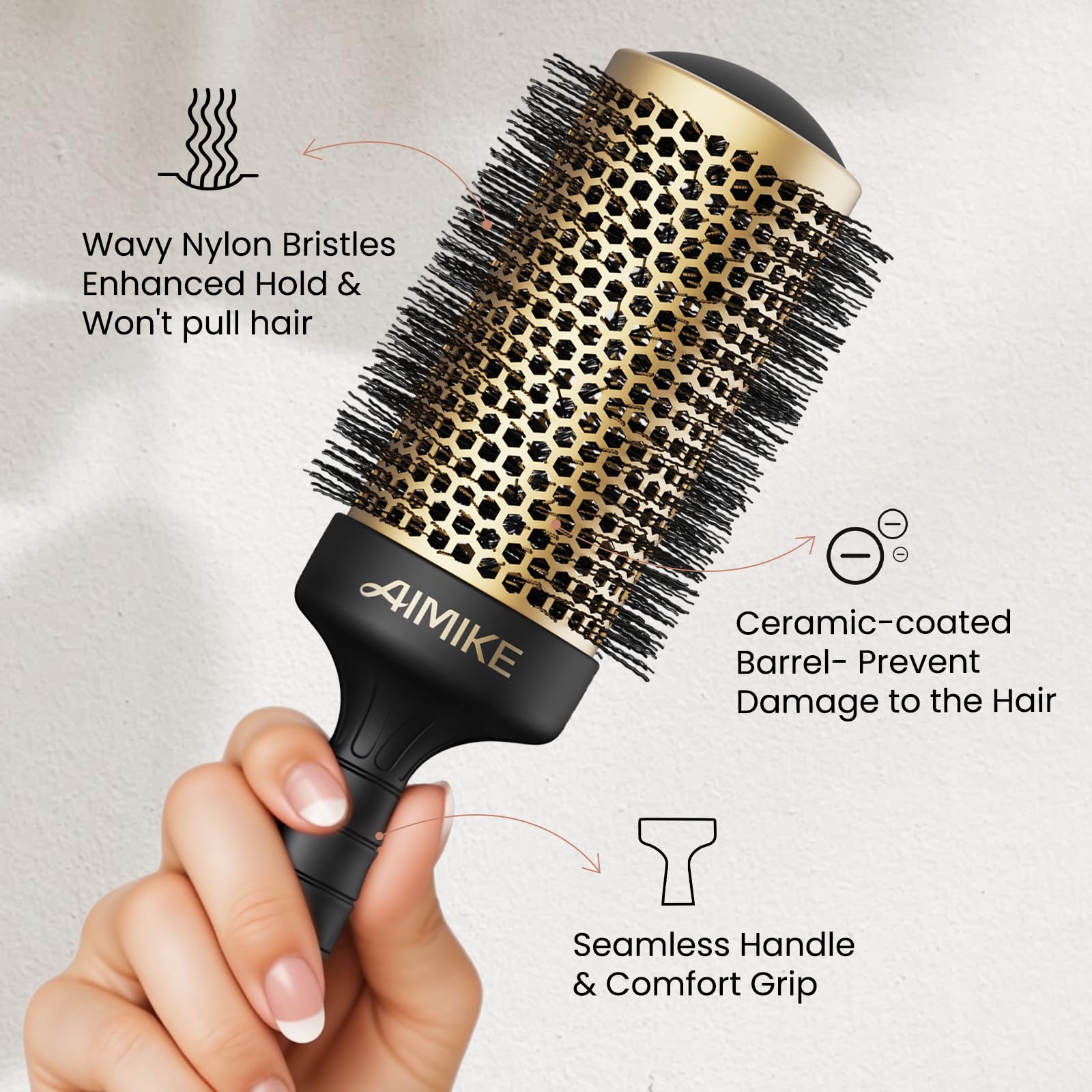 AIMIKE brush used during blowout creating volume in long hair