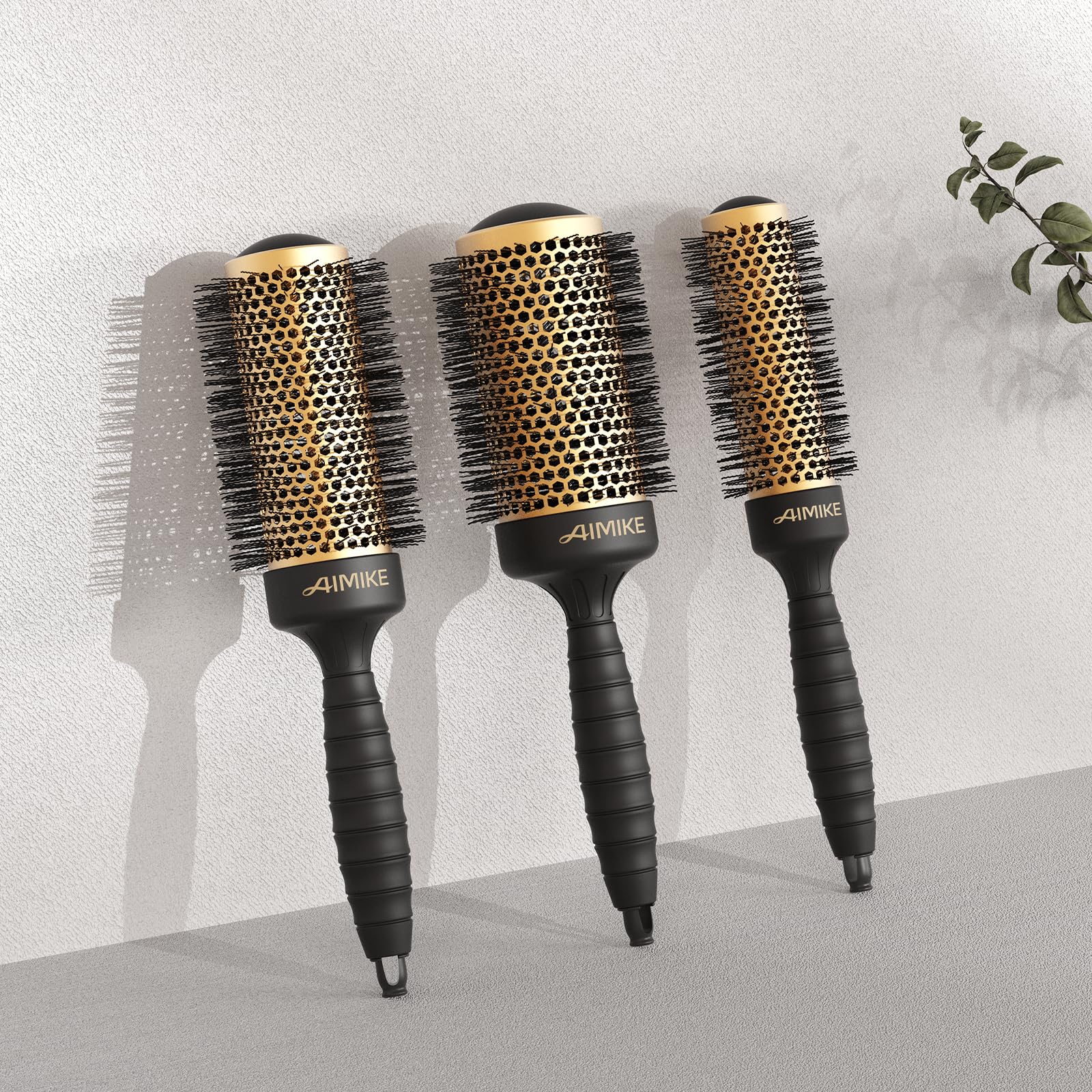 AIMIKE round brush on bathroom counter styling-ready for daily use