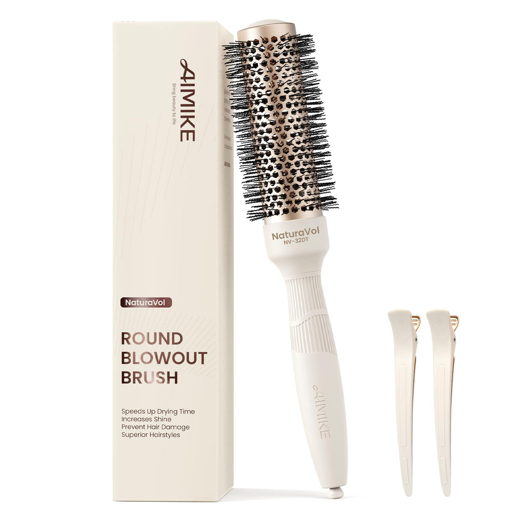 AIMIKE brush front view showing compact design and product benefits