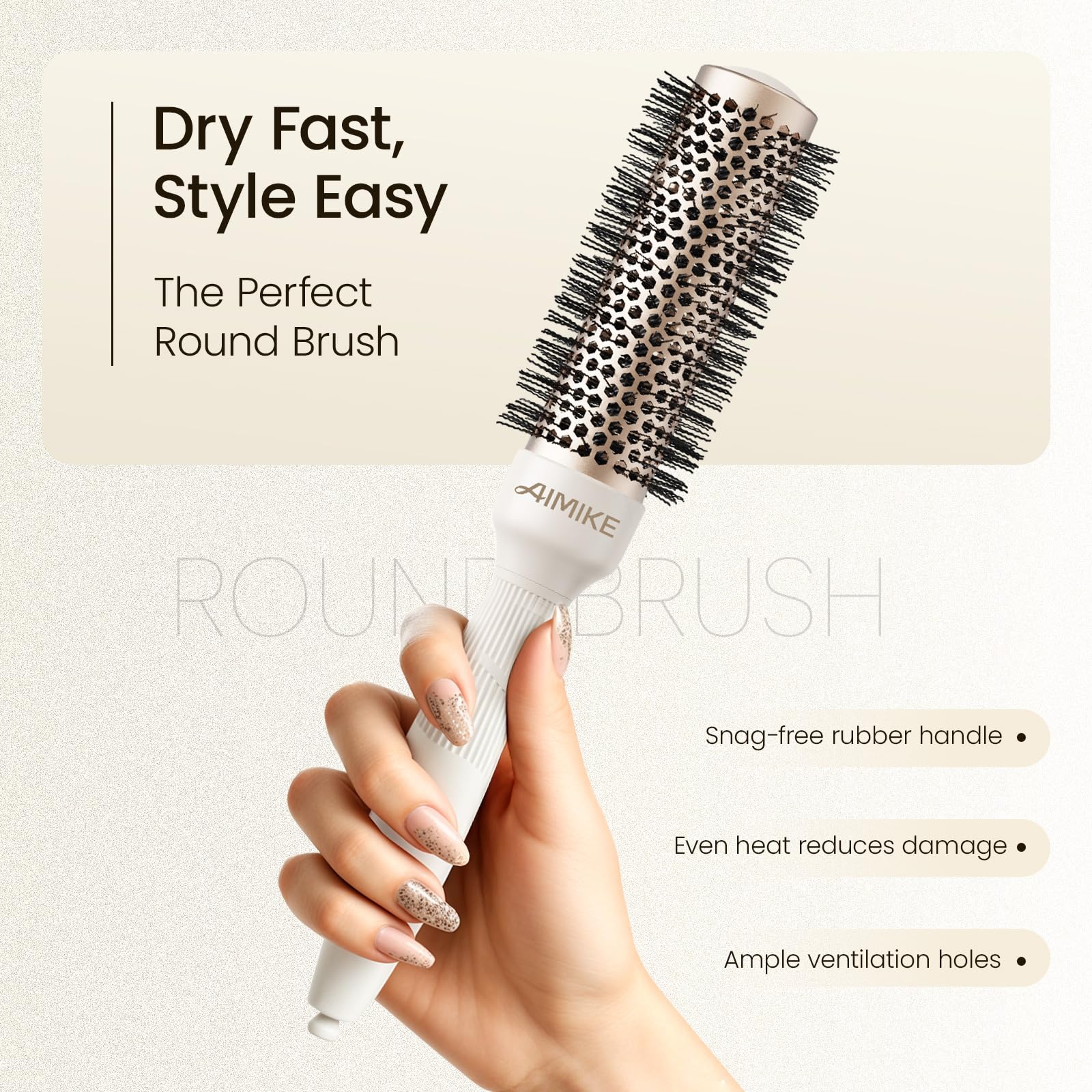 AIMIKE brush staged on table suggesting everyday styling ease