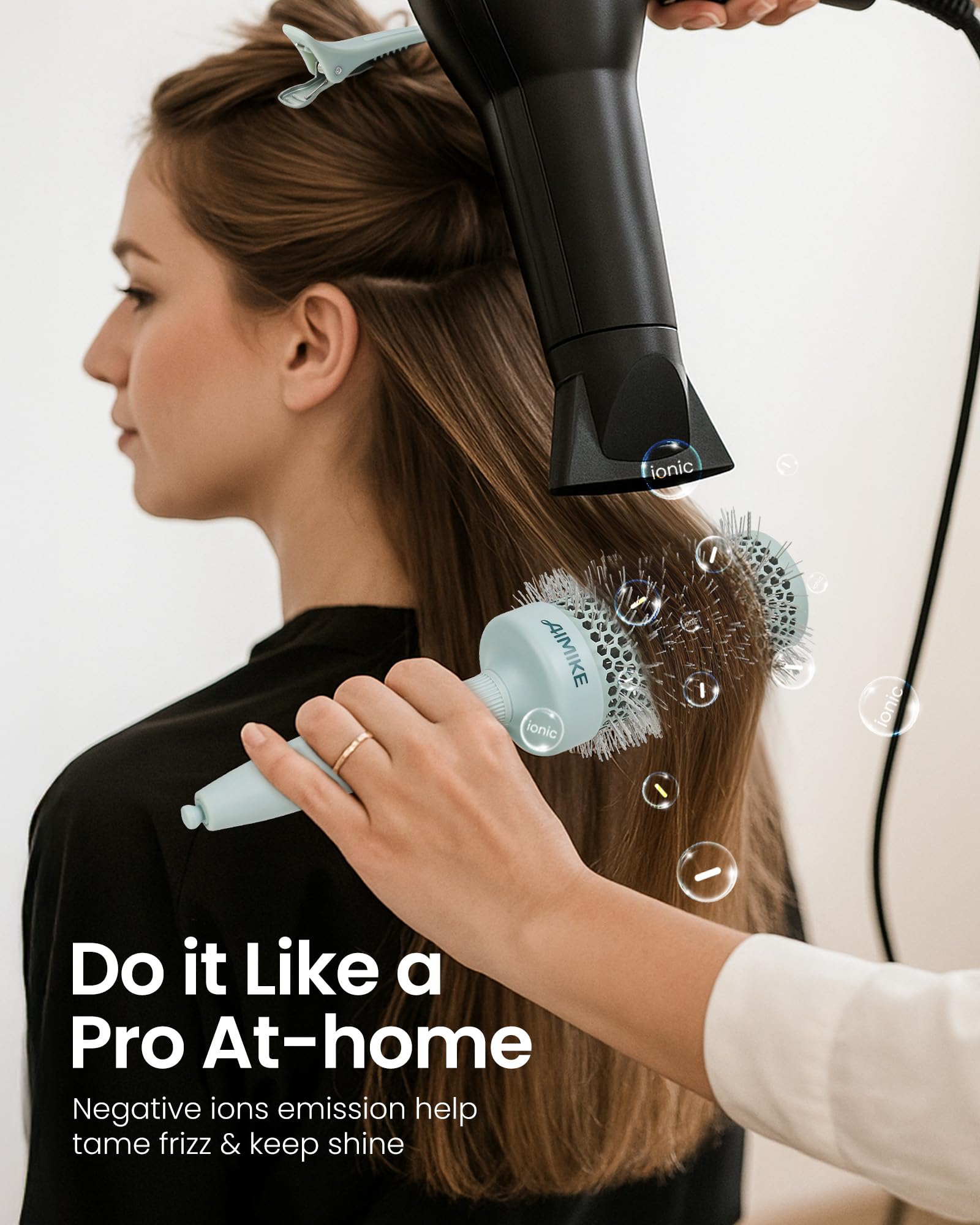 AIMIKE sectioning pin and clips detail for easy hair sectioning and faster styling