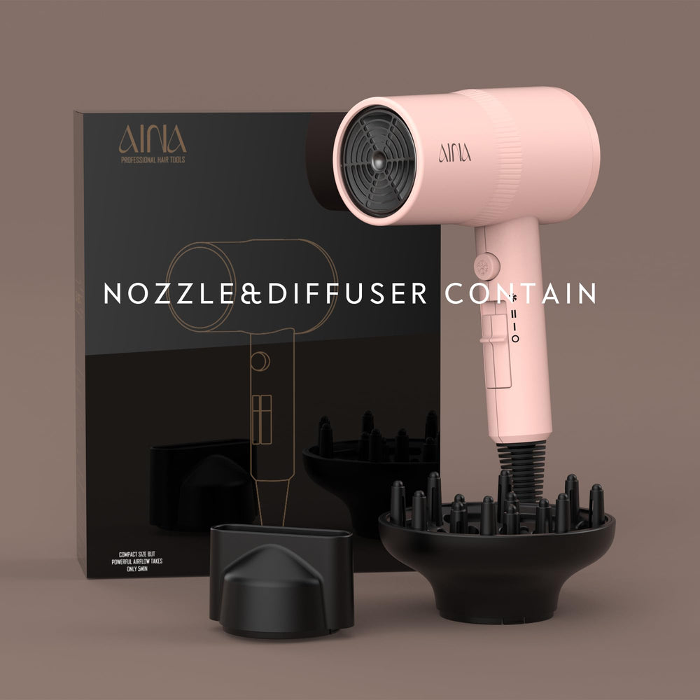 AINA finger diffuser drying curls gently for defined, frizz-reduced benefit