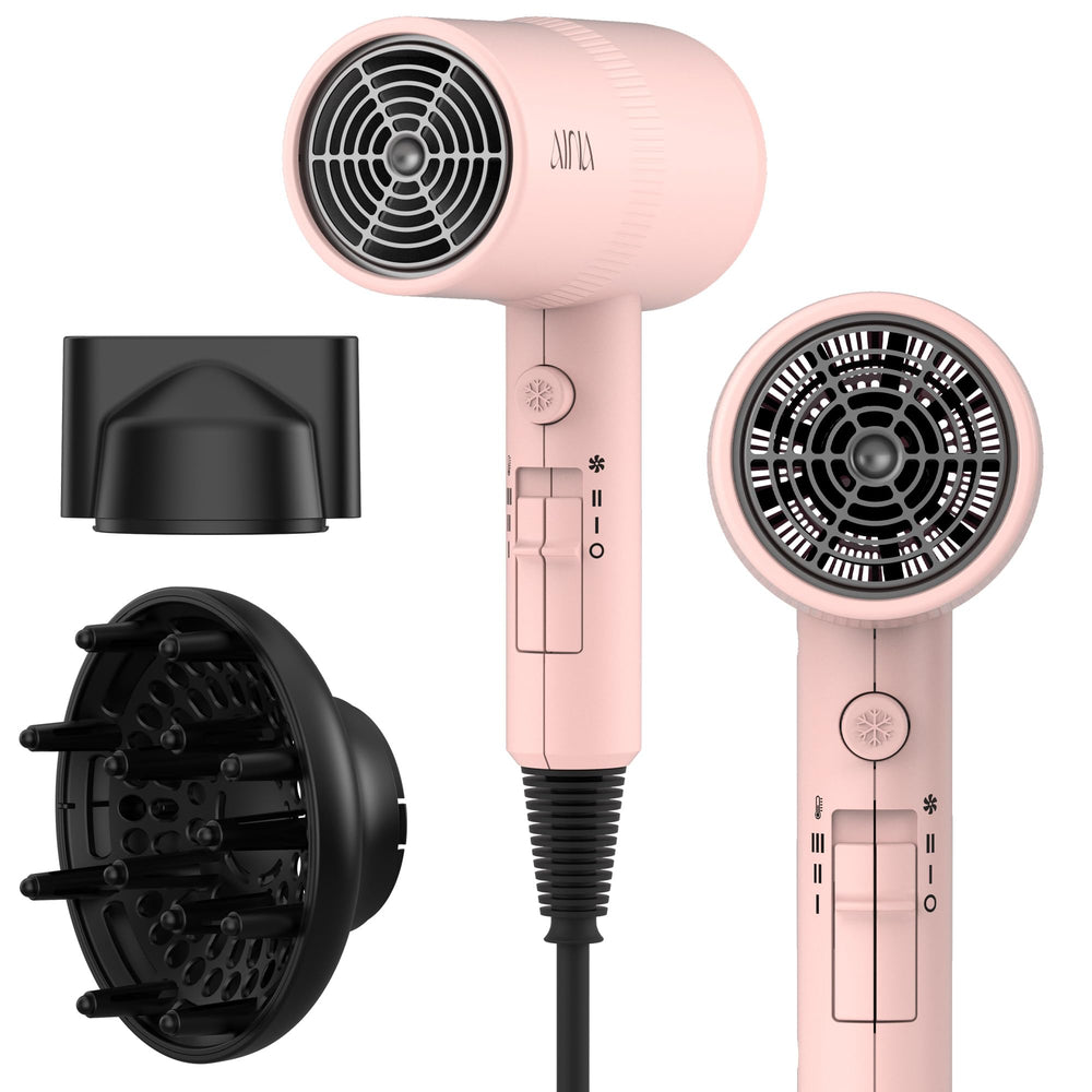AINA front view babe pink dryer showing sleek design and quick styling benefit