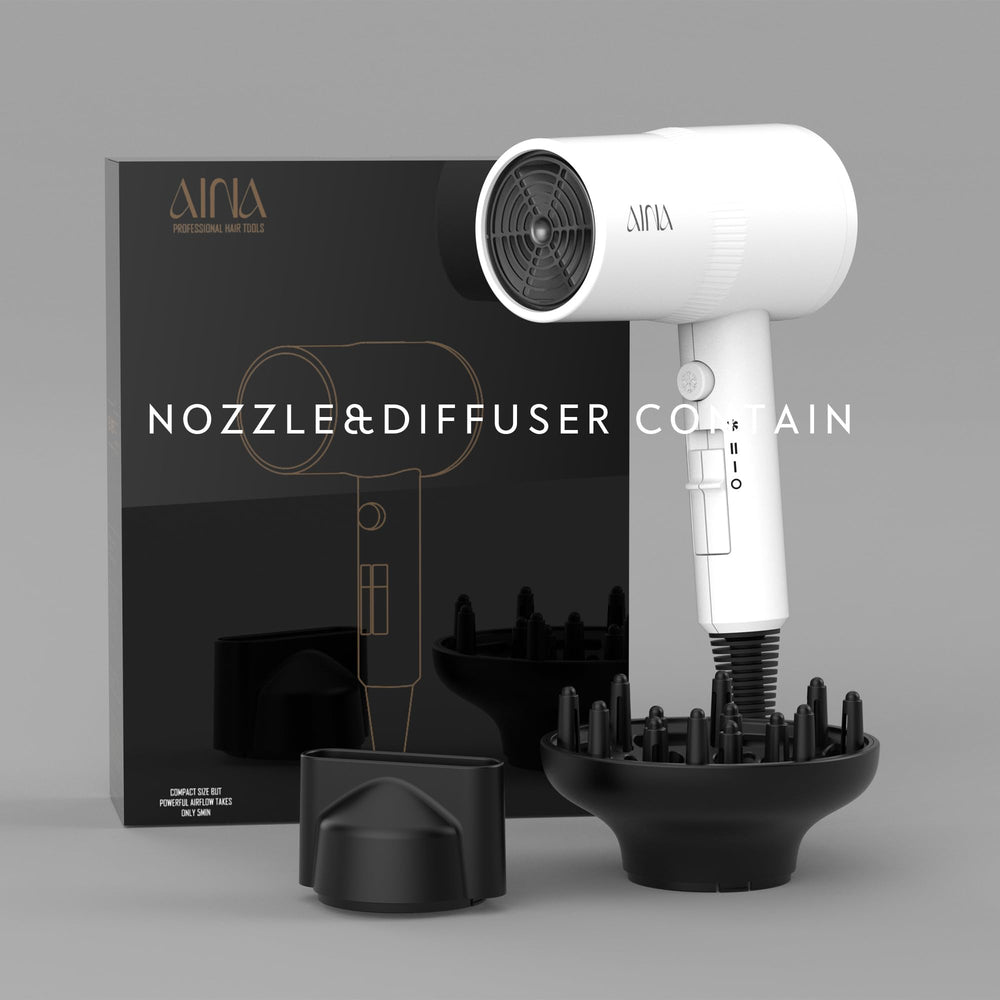 AINA four-layer airflow filter detail showing safety design to prevent hair intake