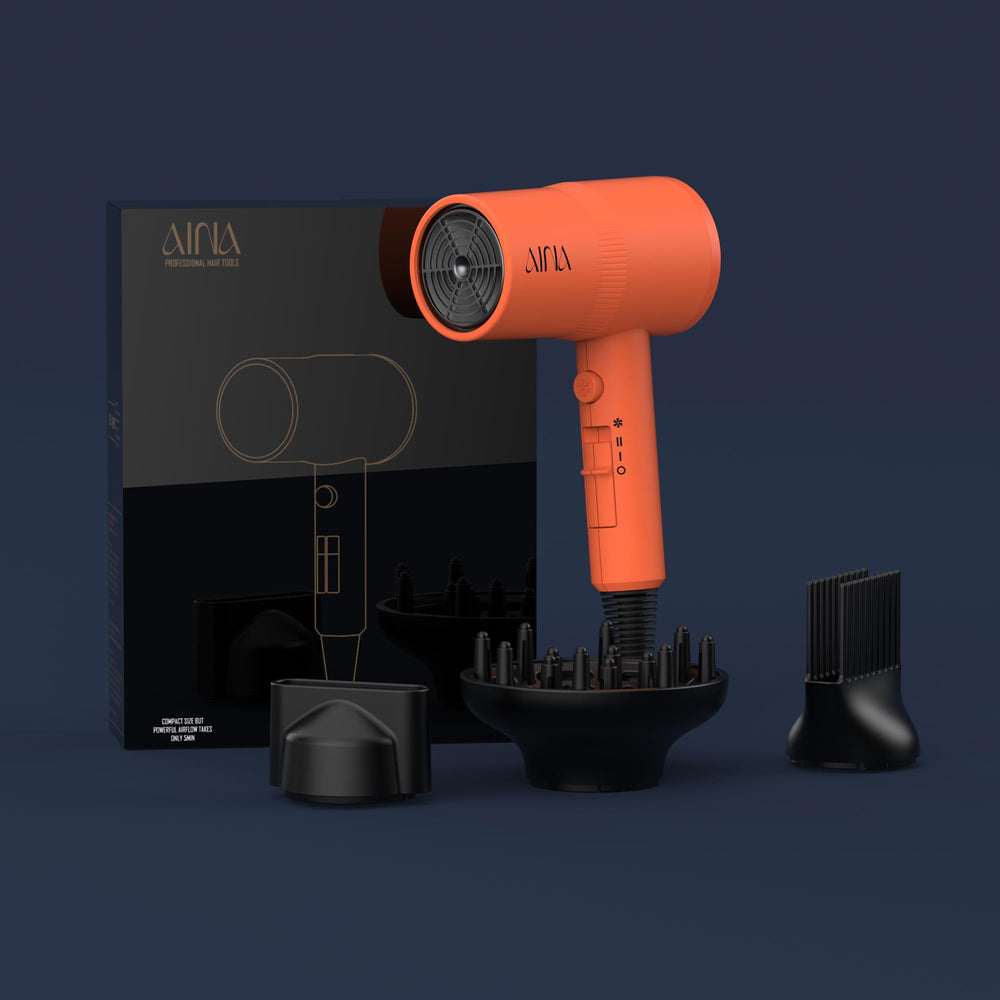 AINA dryer using finger diffuser to add volume and define curls